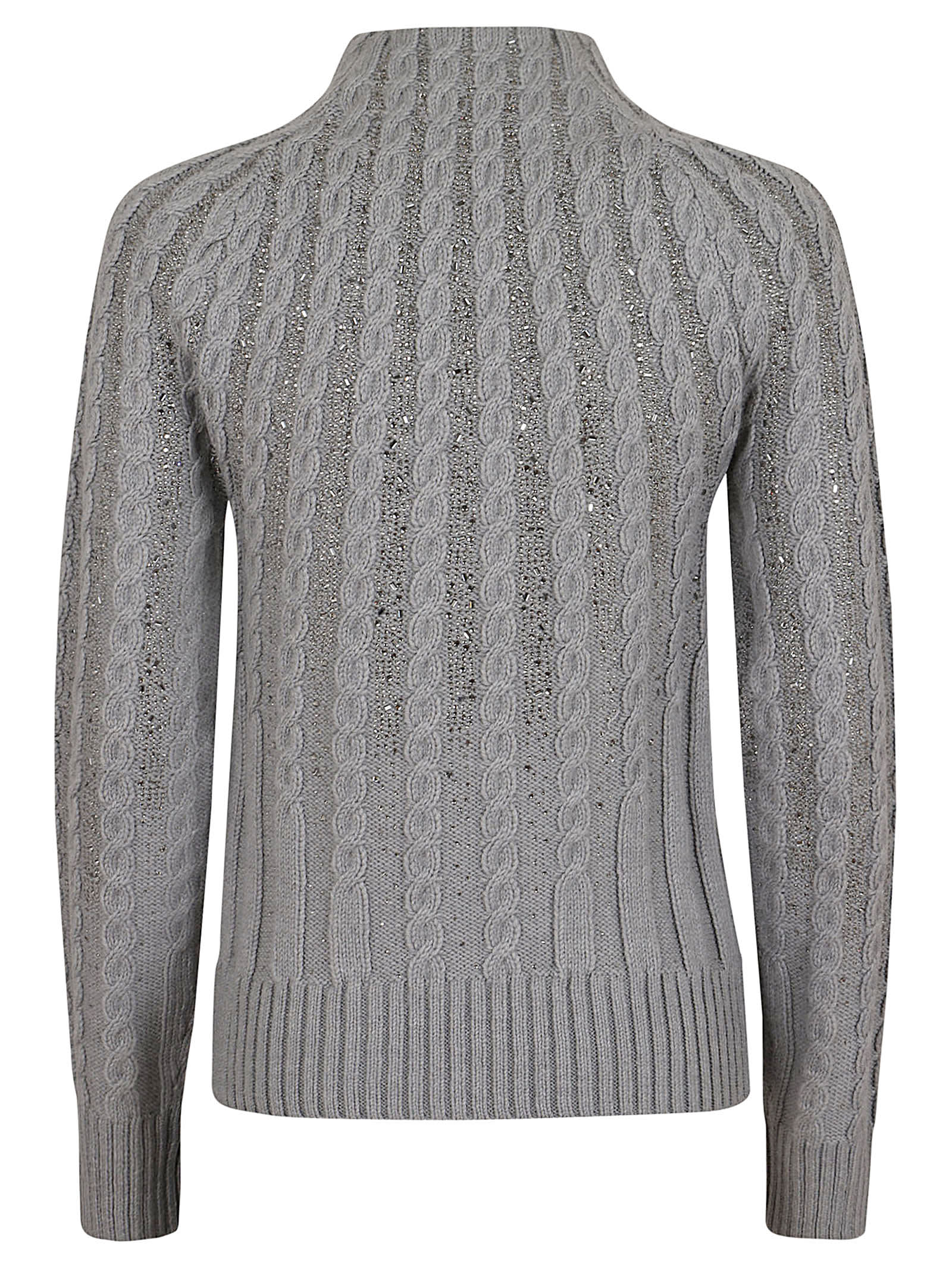 Shop Ermanno Scervino Long Sleeve High Neck Sweater In Melange G