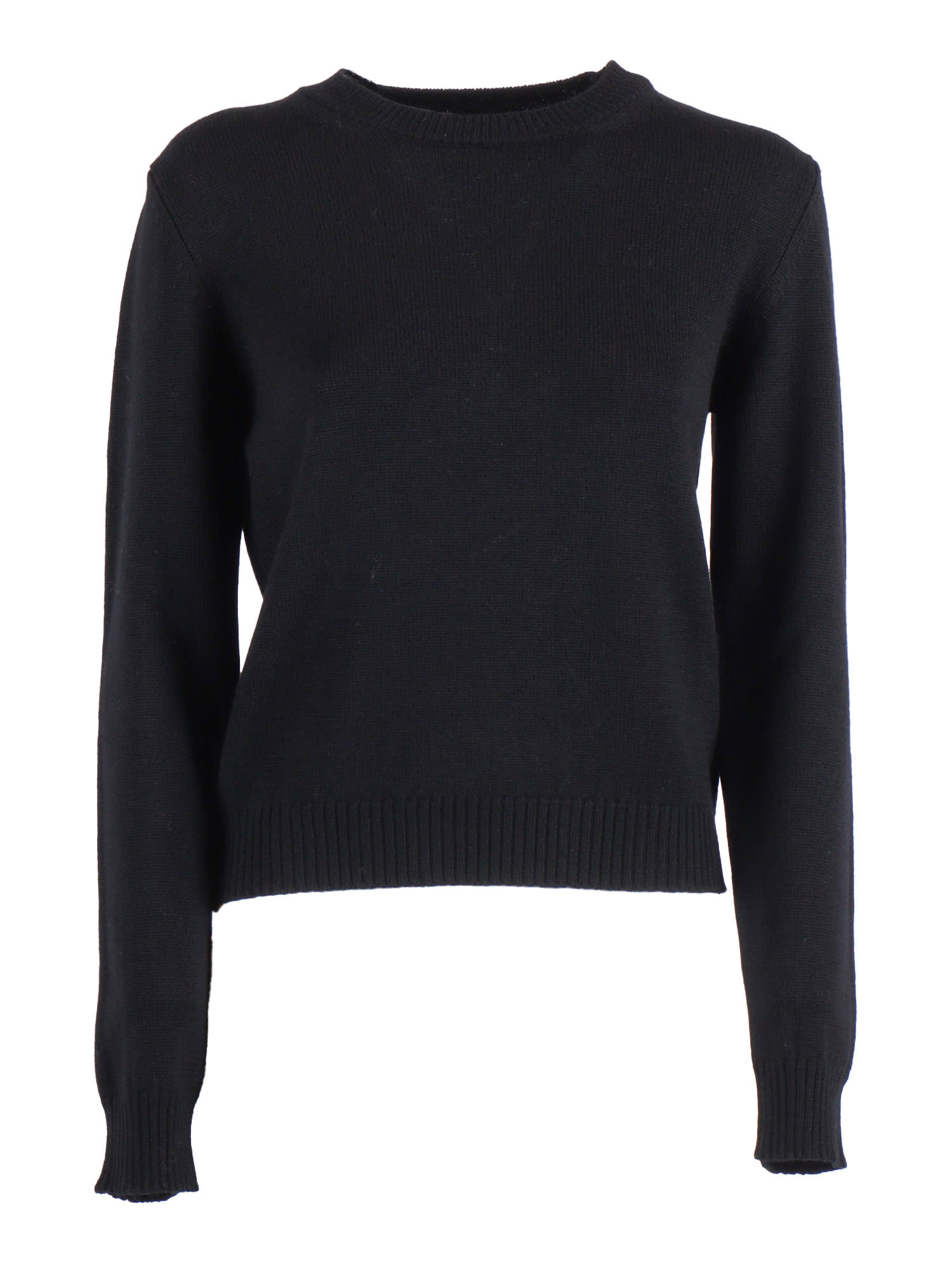 Ballantyne Fitted Wool Pullover With Classic Round Neckline In Black