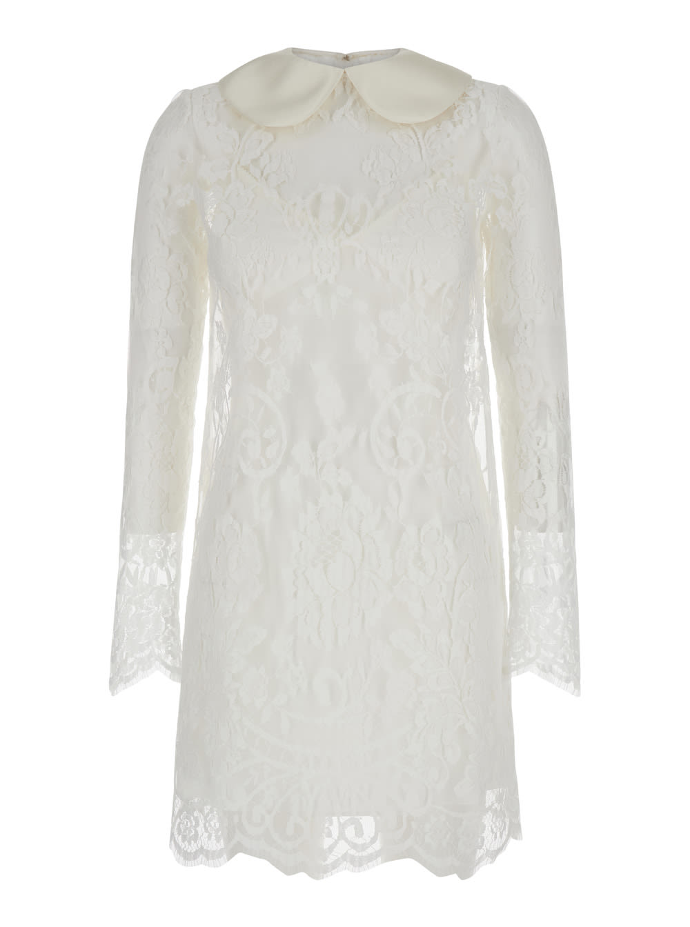 Shop Dolce & Gabbana White Minidress In Chantilly Lace Woman