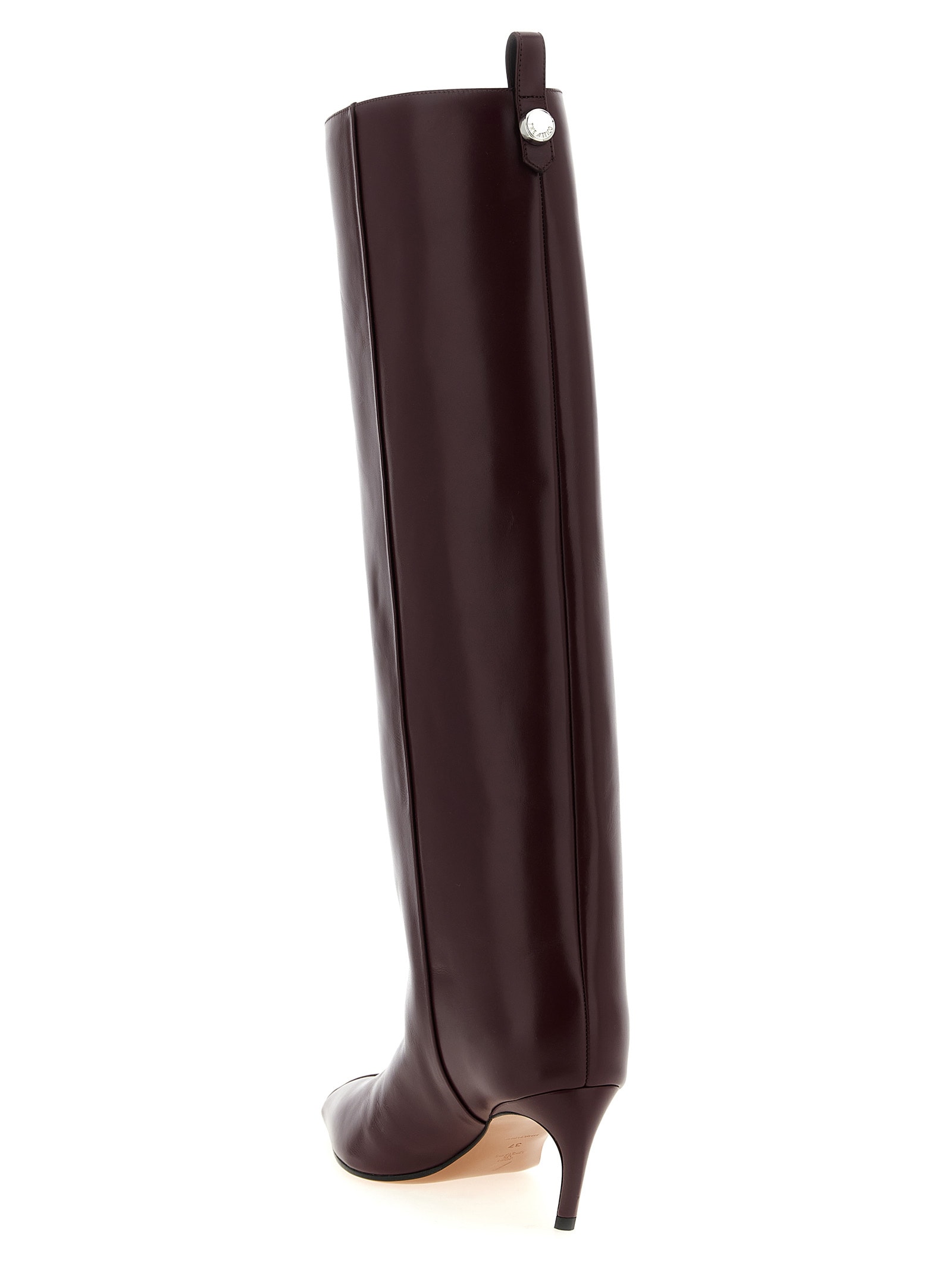 Attico 65mm Lea Pointed-toe Leather Boots In Burgundy