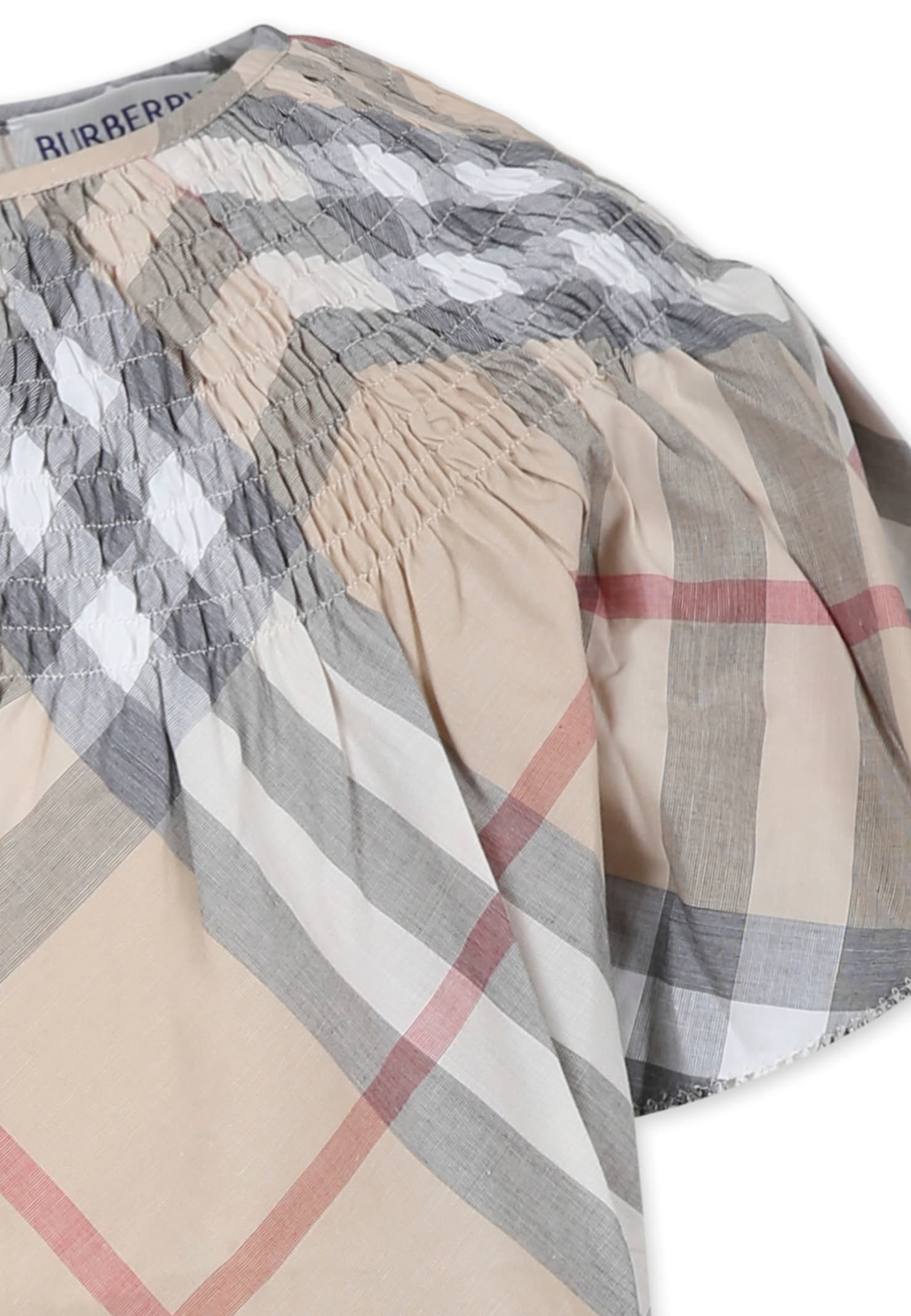 Burberry Beige Top For Girl With Vintage Check In Beige