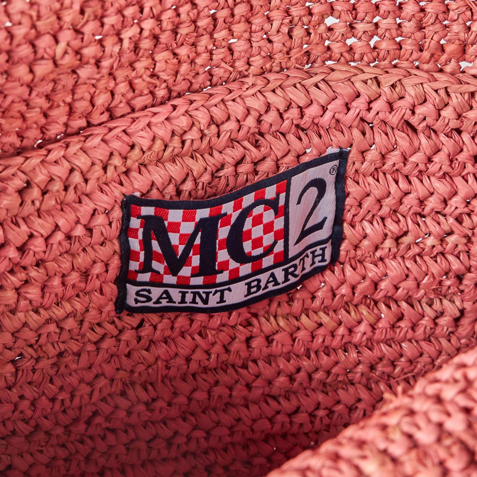 MC2 SAINT BARTH RAFFIA BUCKET PINK BAG WITH EMBROIDERY