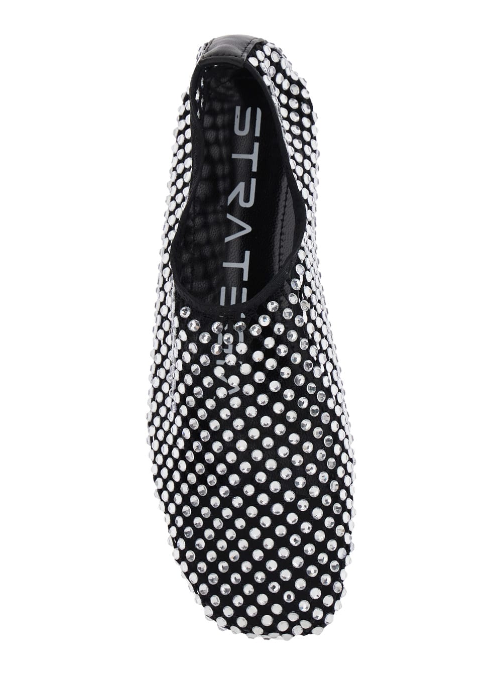 Strategia Silver Colored Ballet Flats With All-over Rhinestone Embellishments In Fabric Woman