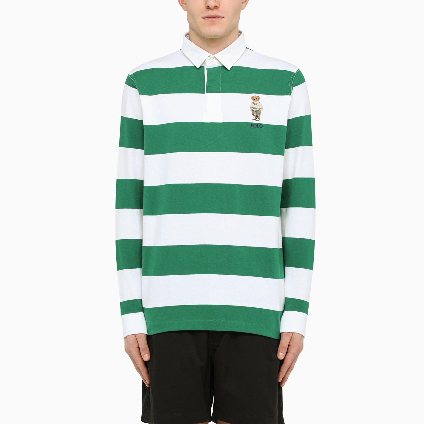 Web stripe-collar piqué polo shirt