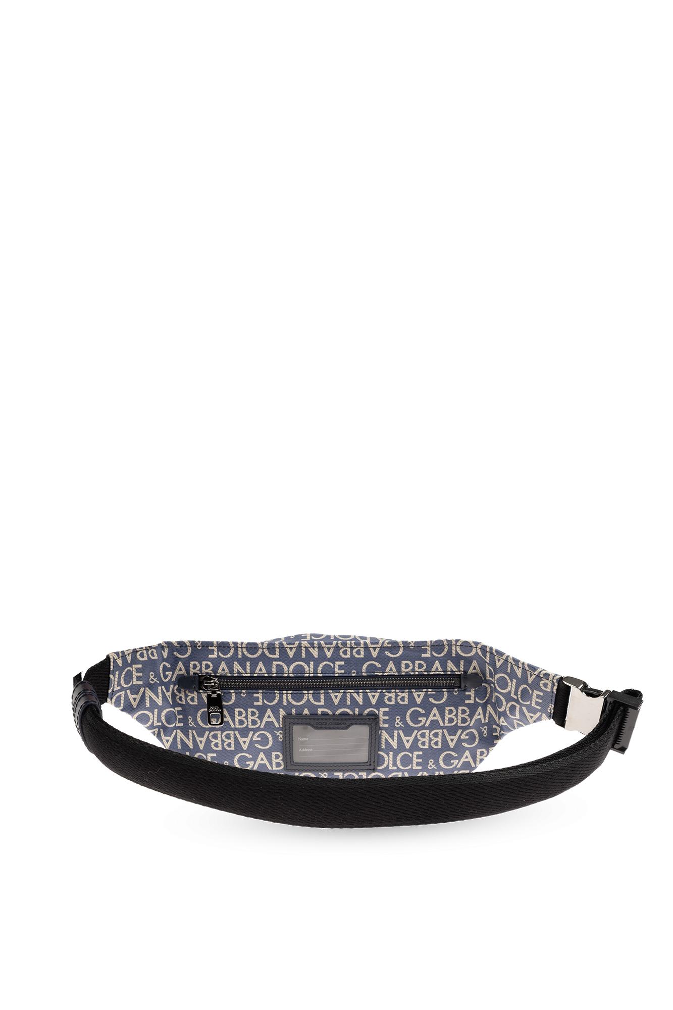 Shop Dolce & Gabbana Belt Bag With Logo In Blue/neutrals