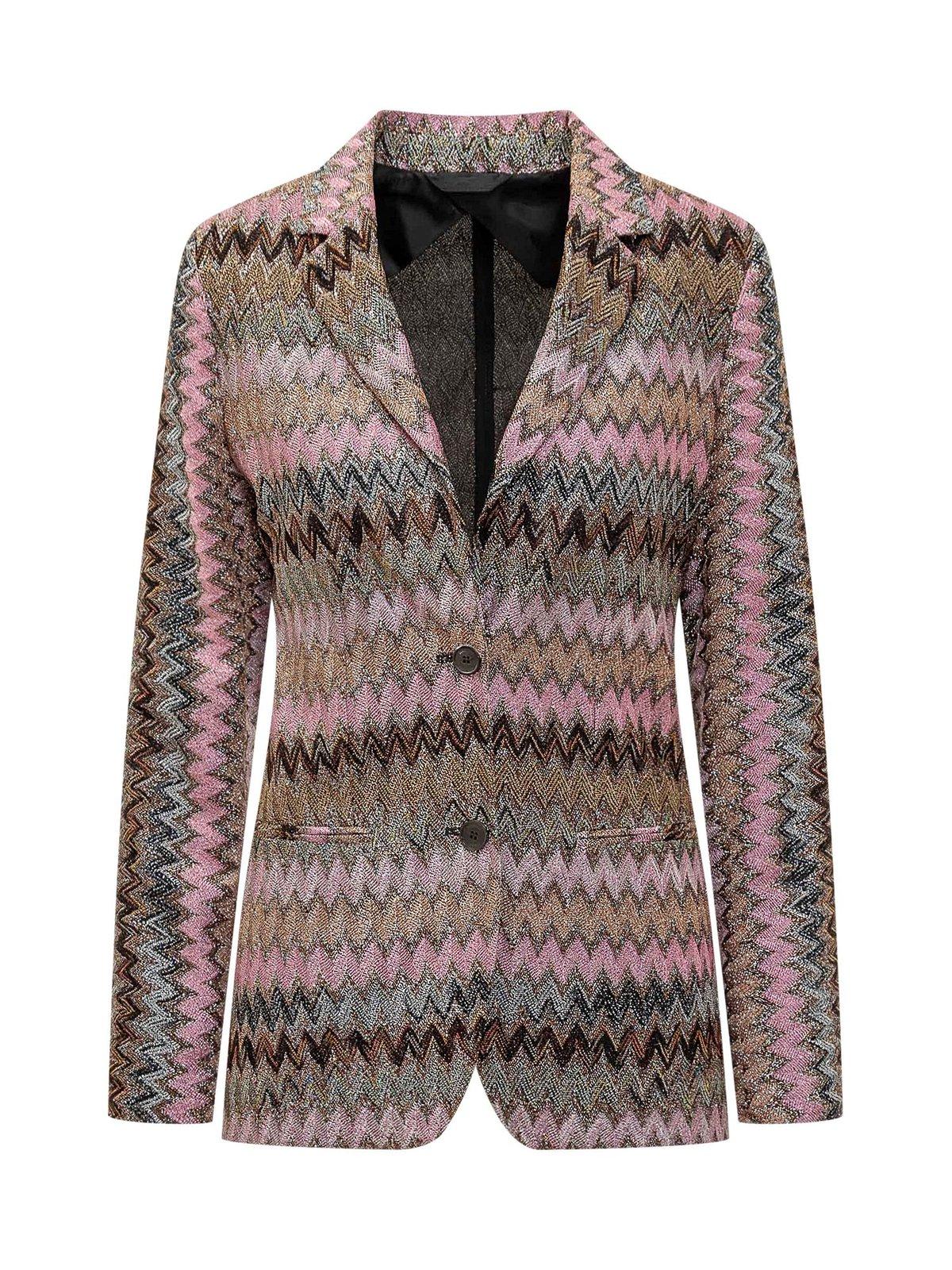 Missoni Lame Chevron Knitted Blazer In Multi