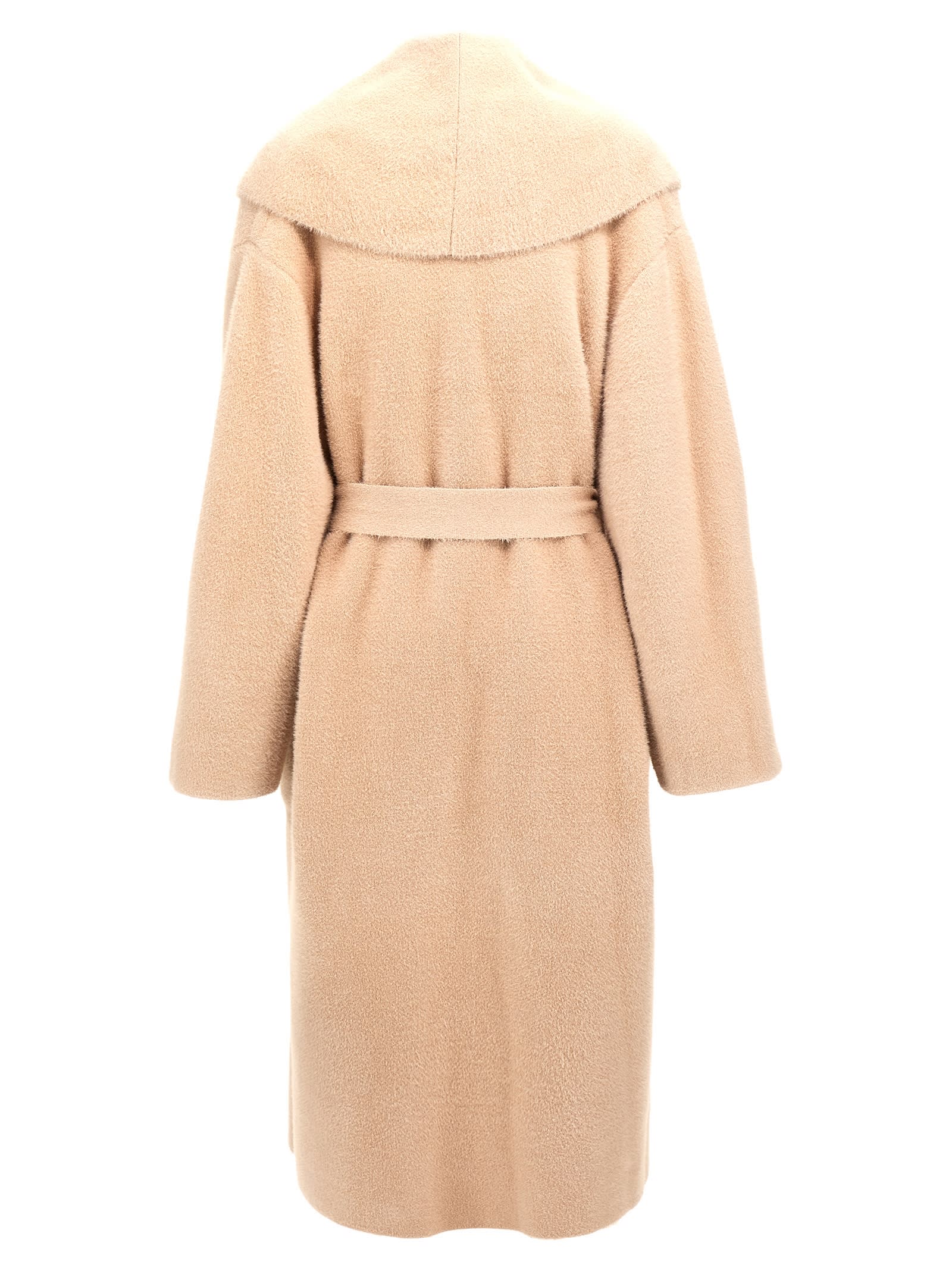 Shop Elisabetta Franchi Fur-effect Coat In Pink