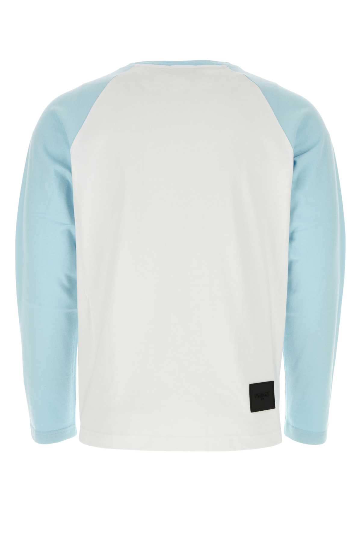 Shop We11 Done Two-tone Cotton T-shirt In Sky