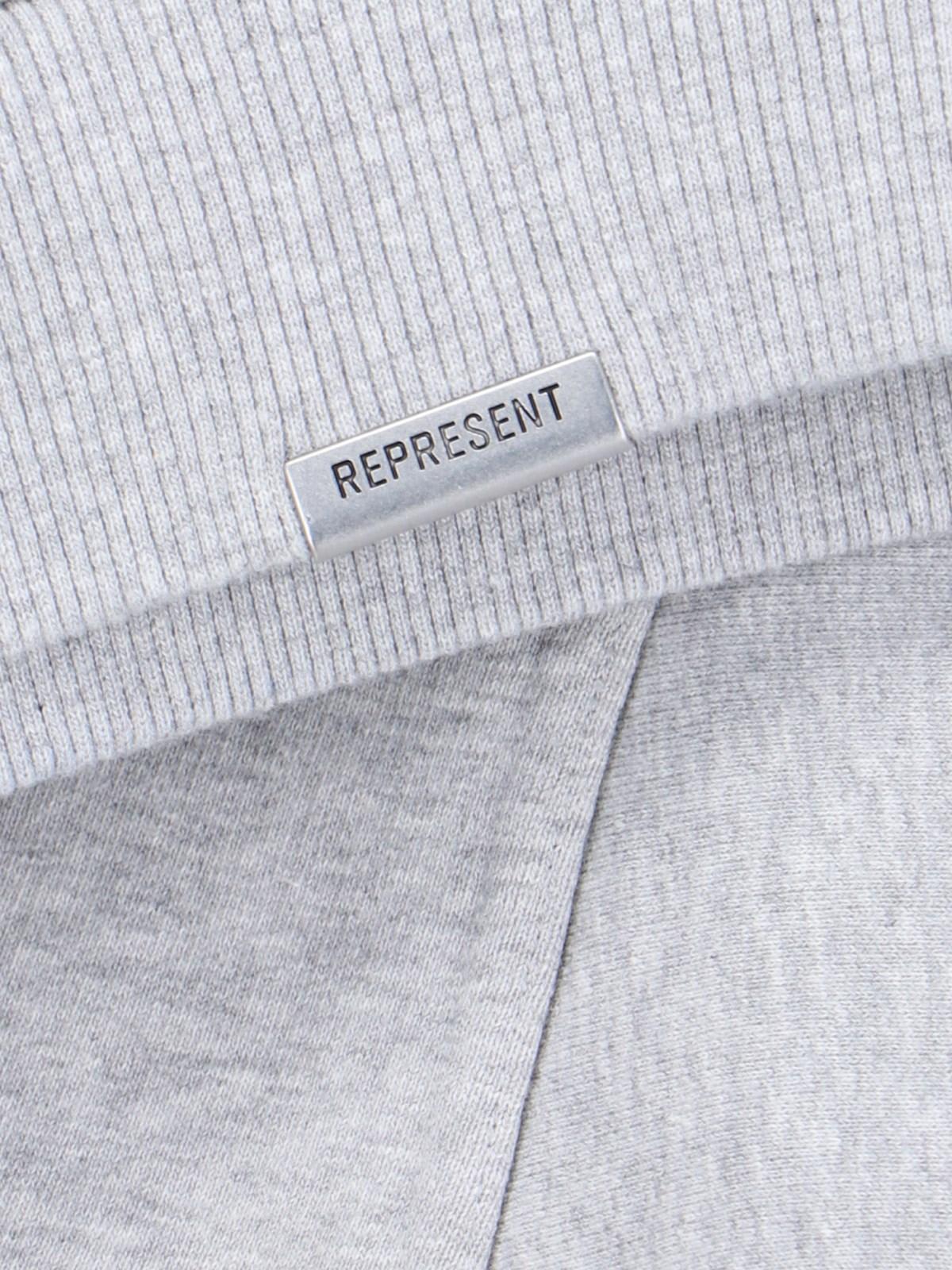 Shop Represent Logo Crewneck Sweatshirt In Ashgrey-black