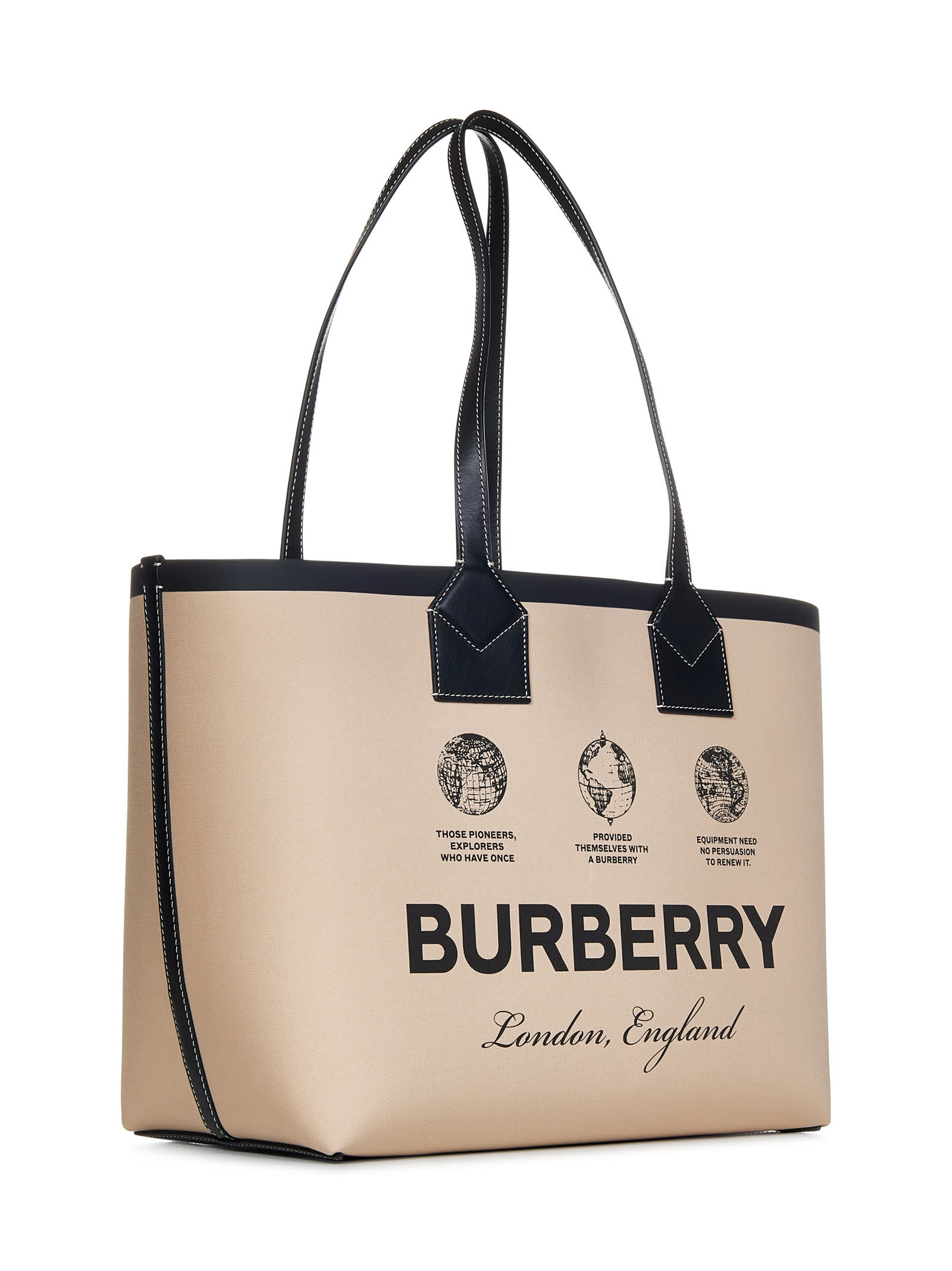 Totes bags Burberry - Leather bag with logo and tartan interior - 8063120