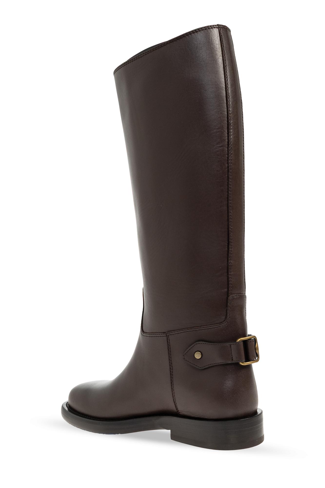 Burberry Cavalier Equestrian-knight Calf Leather Boots In Animal Print