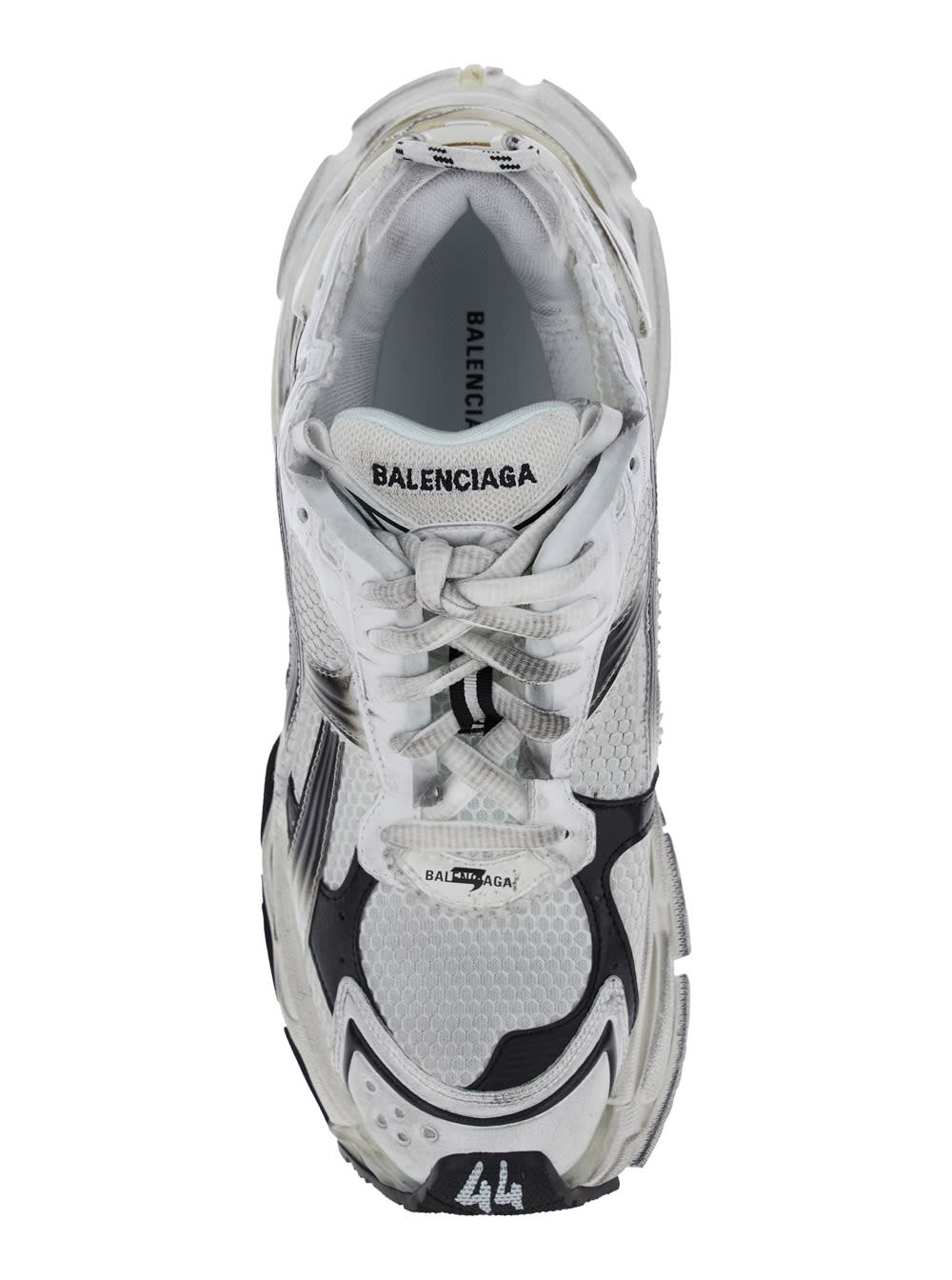 BALENCIAGA RUNNER WHITE LOW TOP SNEAKERS WITH LOGO EMBROIDERY IN MESH AND NYLON MAN 