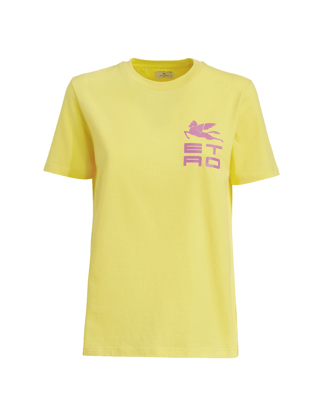 Woman Yellow T-shirt With Contrast Etro Cube Logo