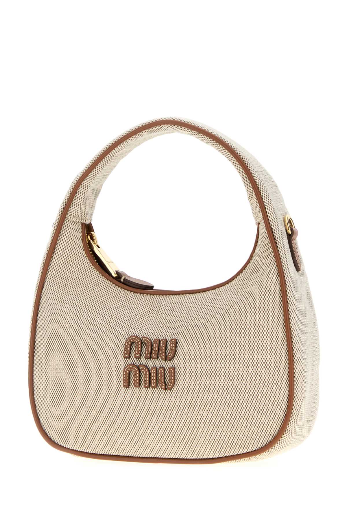 Miu Miu Two-tone Canvas Handbag In Brown