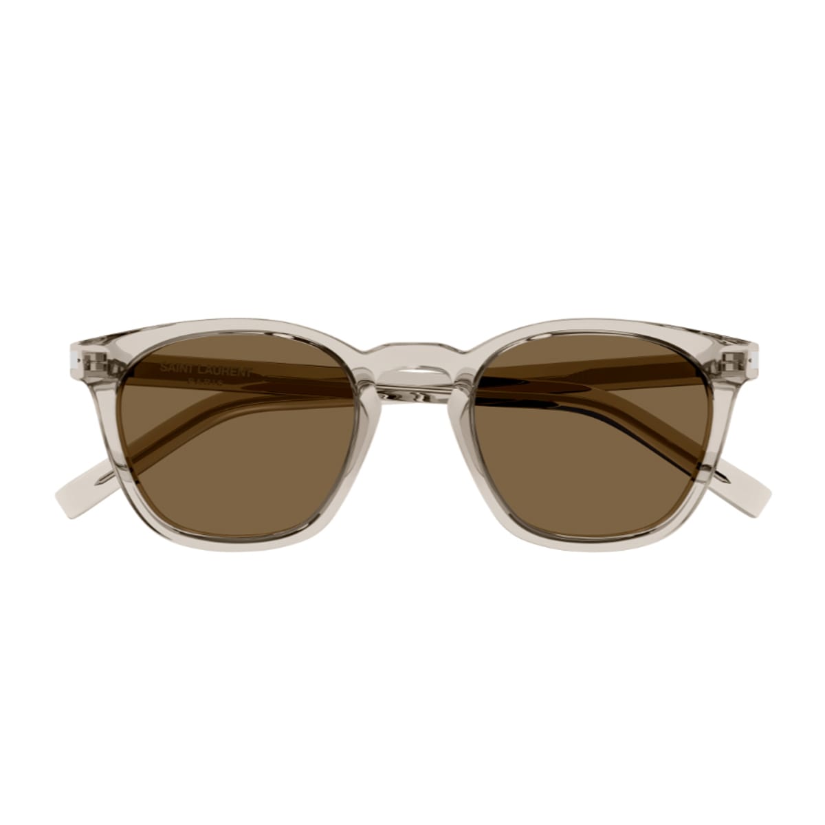 Saint Laurent Sl 28 Linea Corner Angle 047 Beige Transparent Brown Sunglasses In Sand