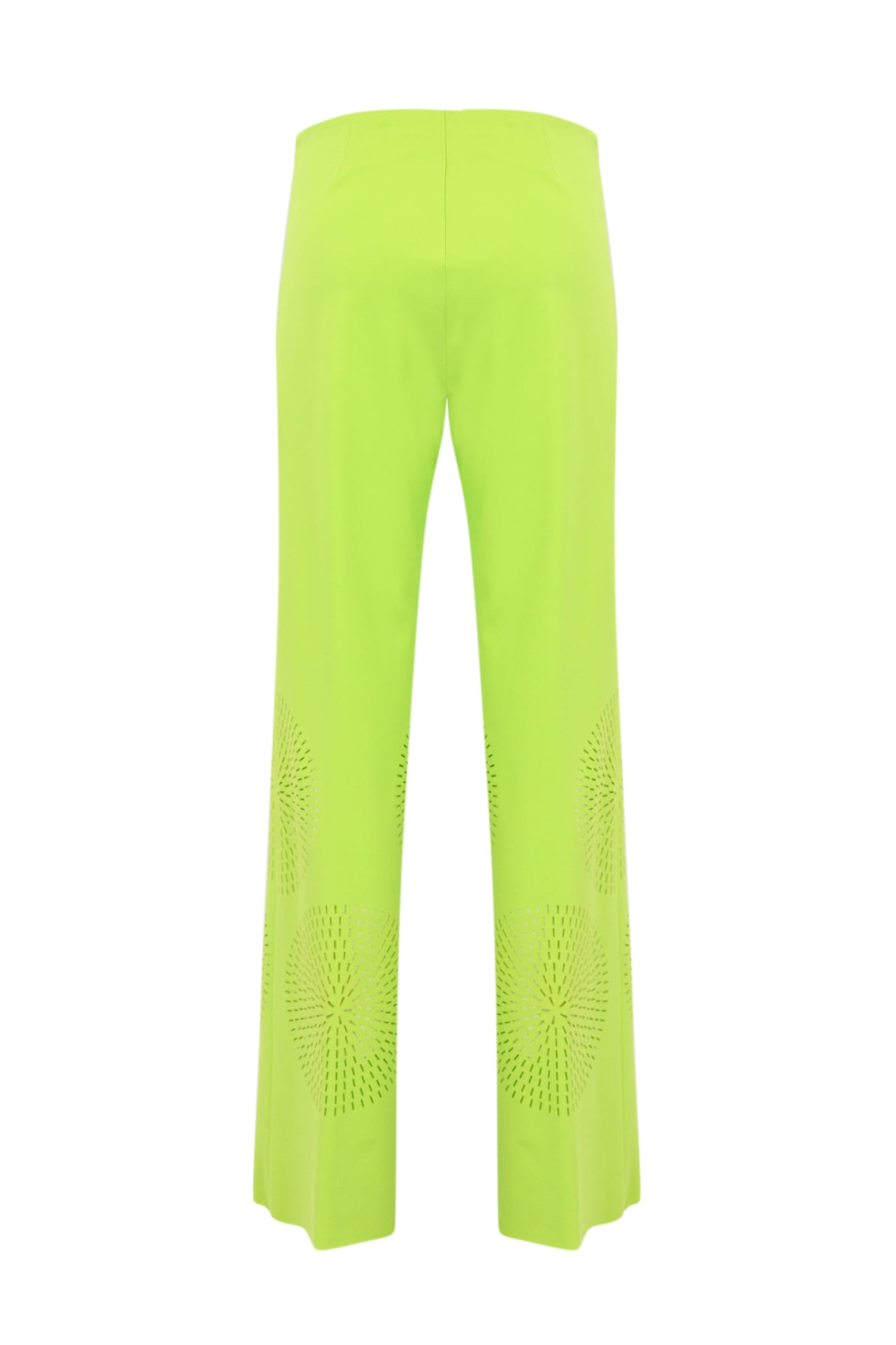 Shop Liviana Conti Straight Leg Trousers With Laser Design In Cyber Lime