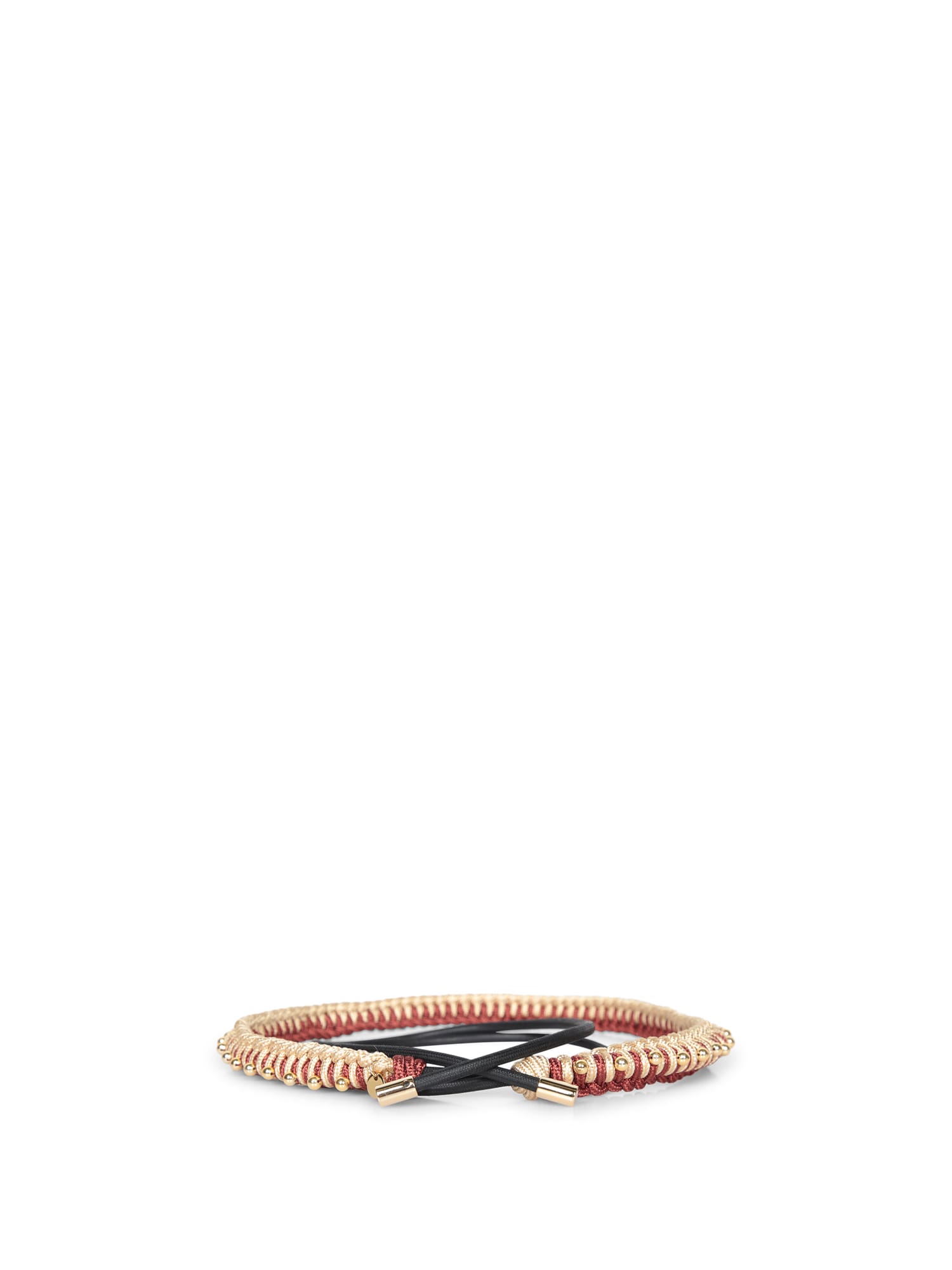 Beige/bordeaux Crochet Woven Belt
