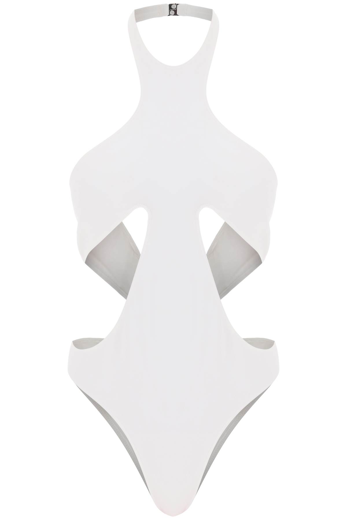 Shop Mugler One-piece Swimsuit With Cut-outs In Snow (white)