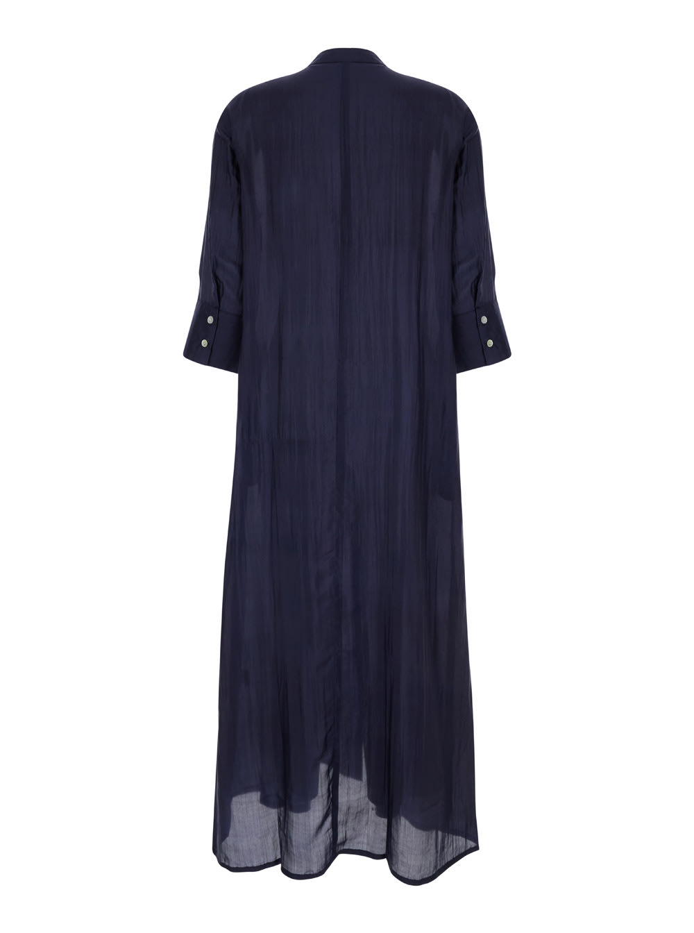 Shop The Rose Ibiza Long Blue Dress With Mother-of-pearl Buttons In Silk Woman
