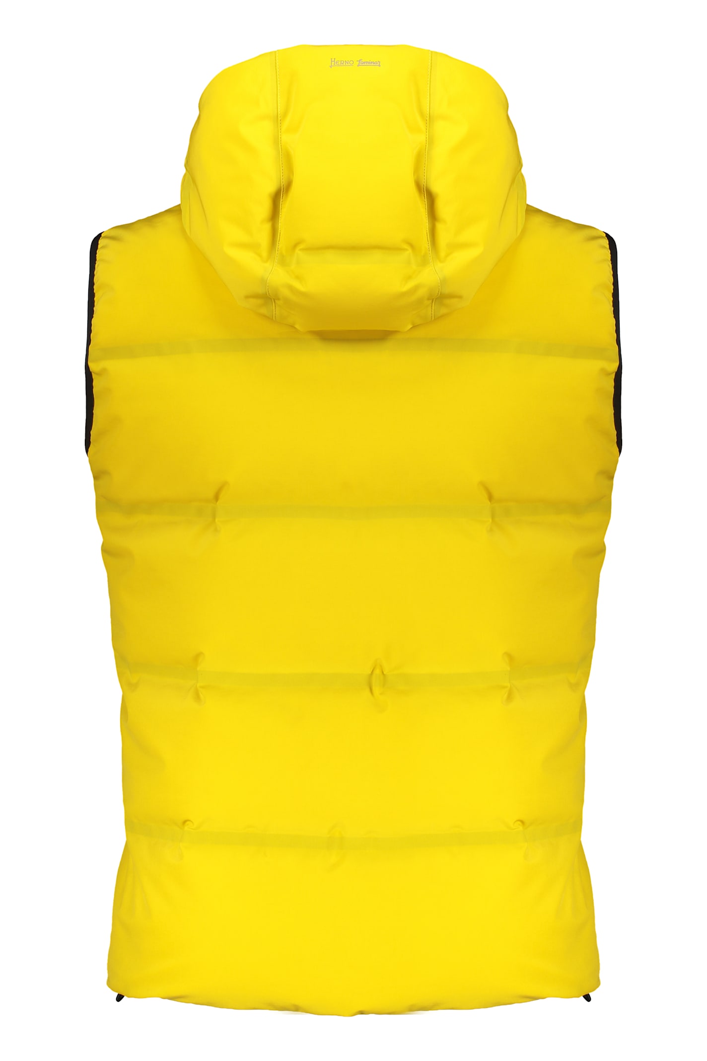 Herno Yellow Padded Vest With Hood In Yellow