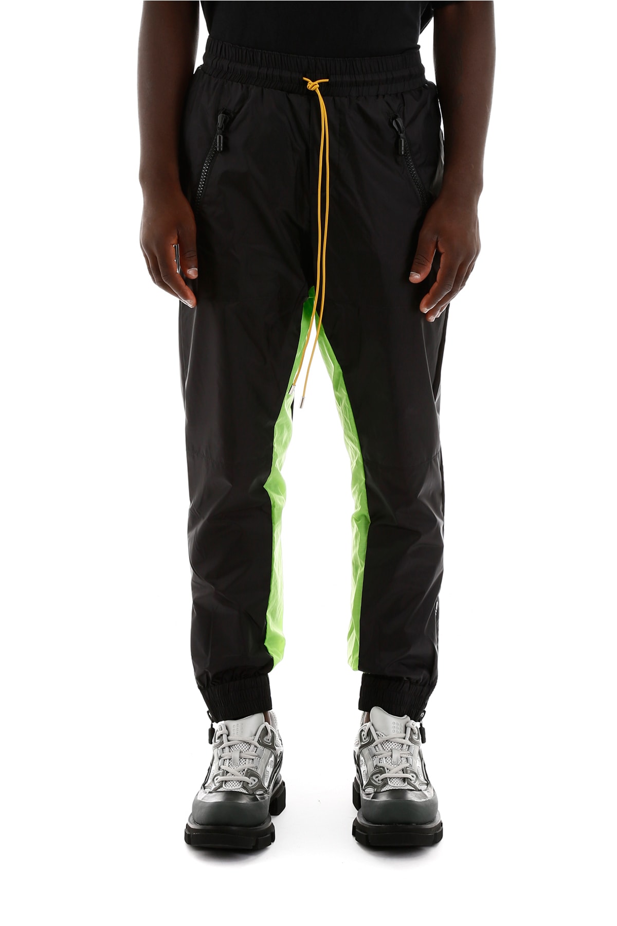 black and lime green joggers