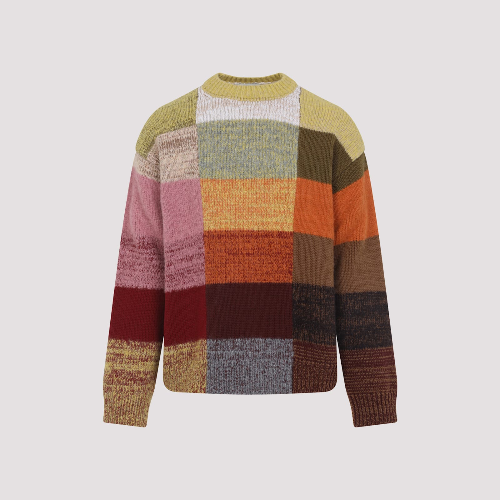 Dries Van Noten Marti Crew Neck Knite With Check Motif Knitwear Multicolor In Multi