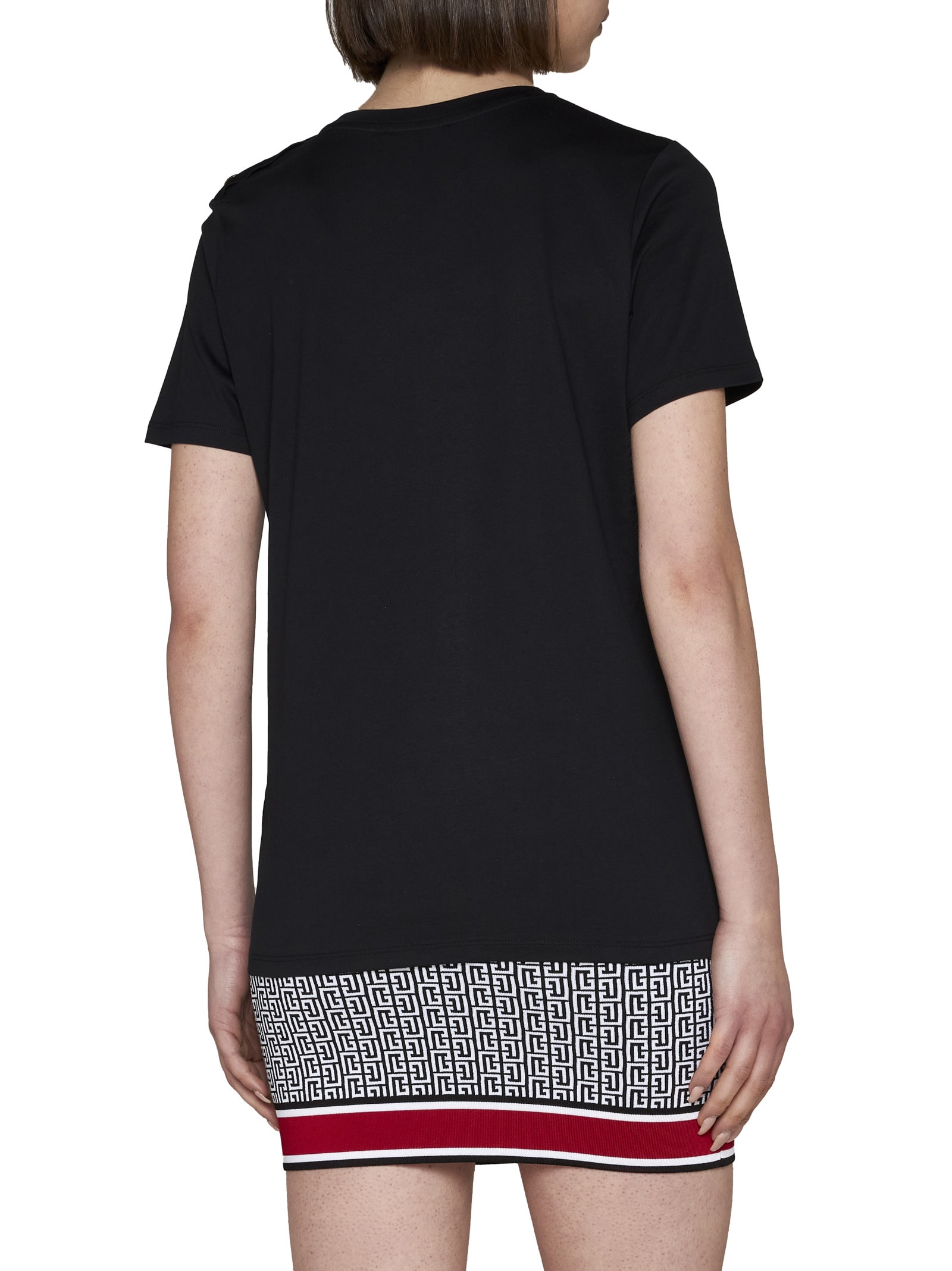 Shop Balmain Logo Buttons T-shirt In Eab Noir Blanc