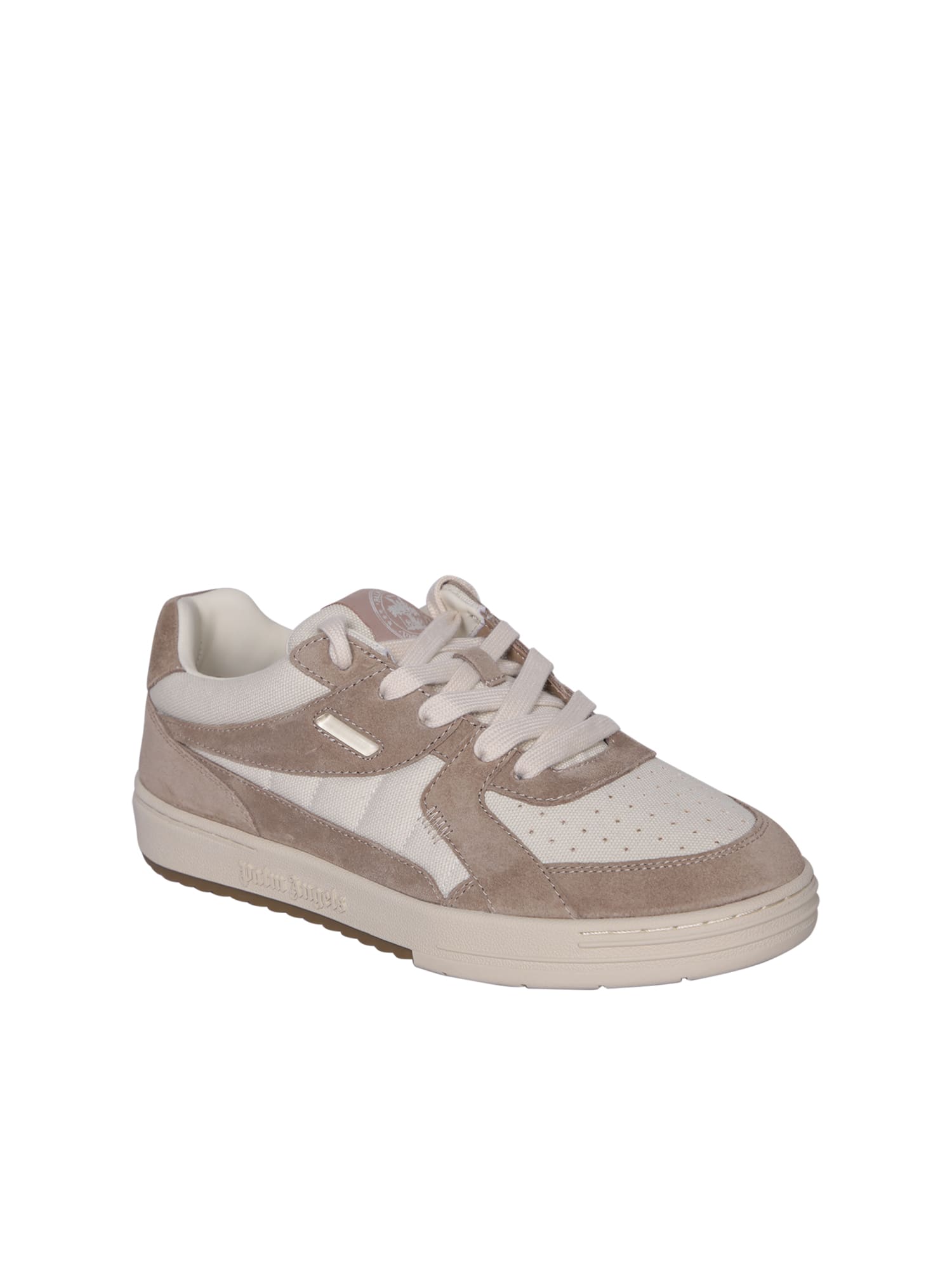 Shop Palm Angels University Suede White/ Camel Sneakers