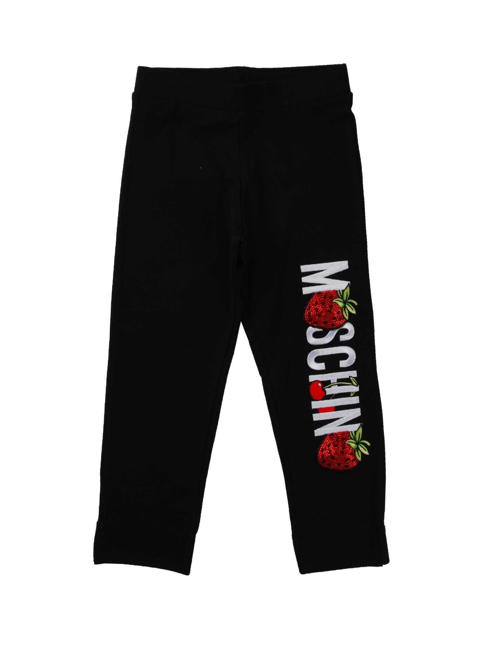 Moschino Black Leggings With Embroidery