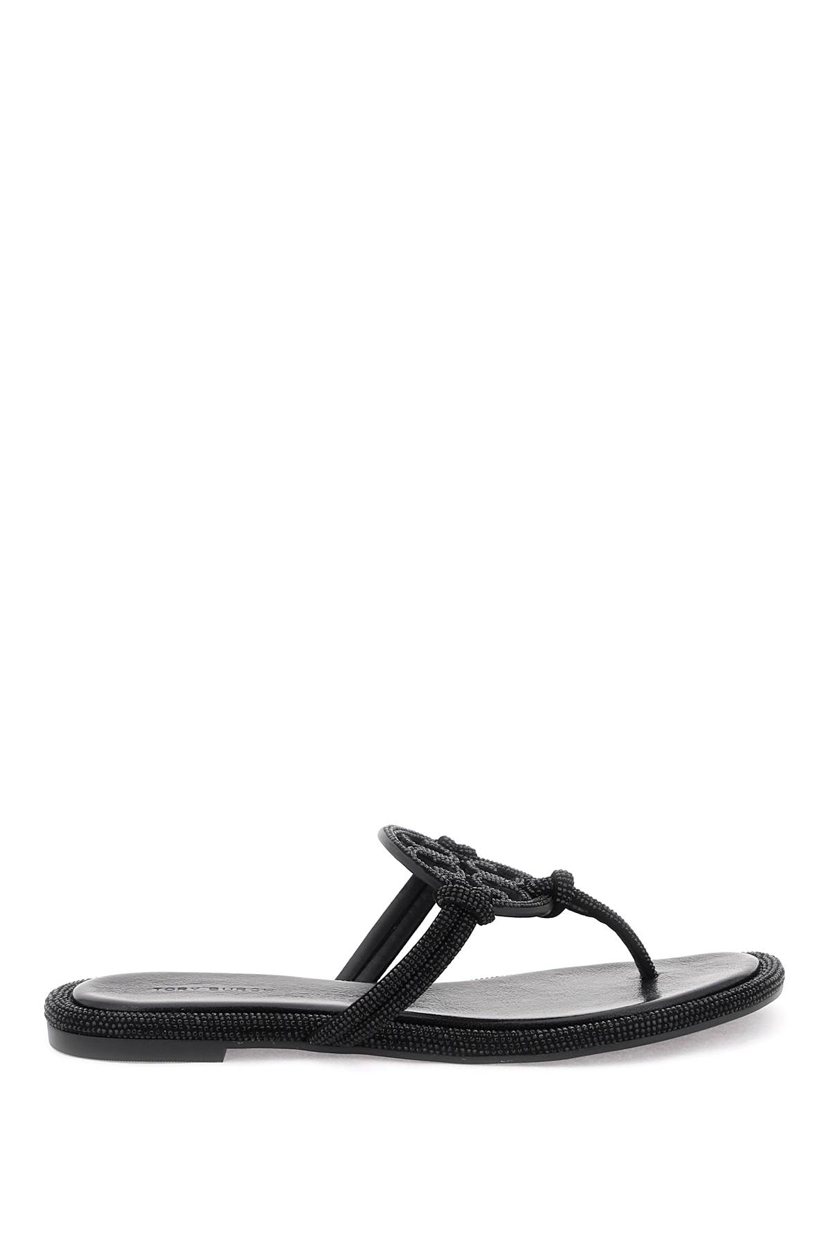 Shop Tory Burch Pavé Leather Thong Sandals In Perfect Black (black)