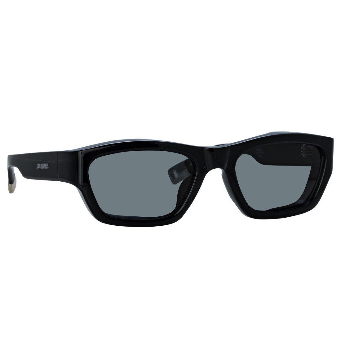 Shop Jacquemus Rectangle Frame Sunglasses In C1