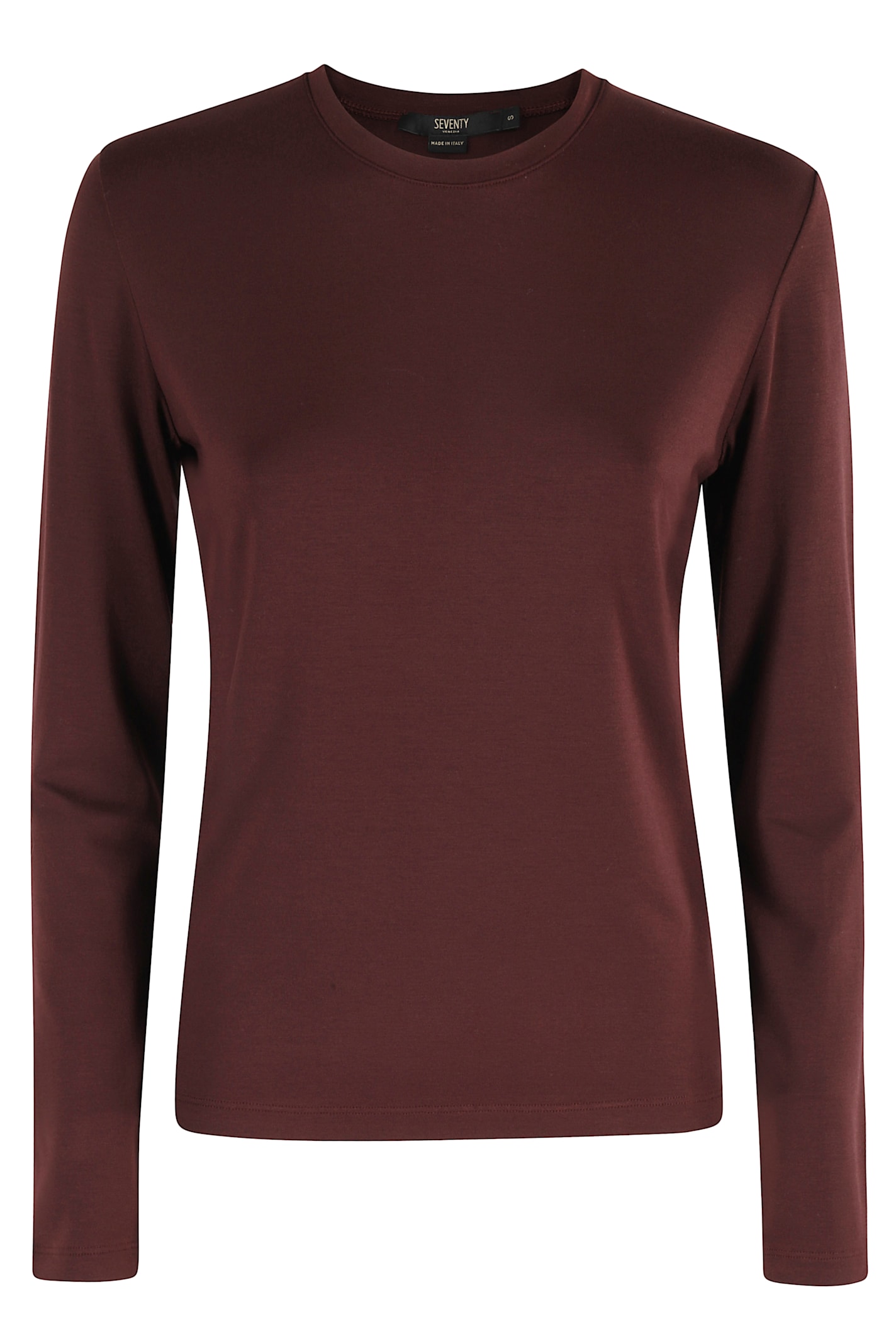 Seventy Long-sleeved Bordeaux T-shirt With Classic Crew Neckline In Burgundy