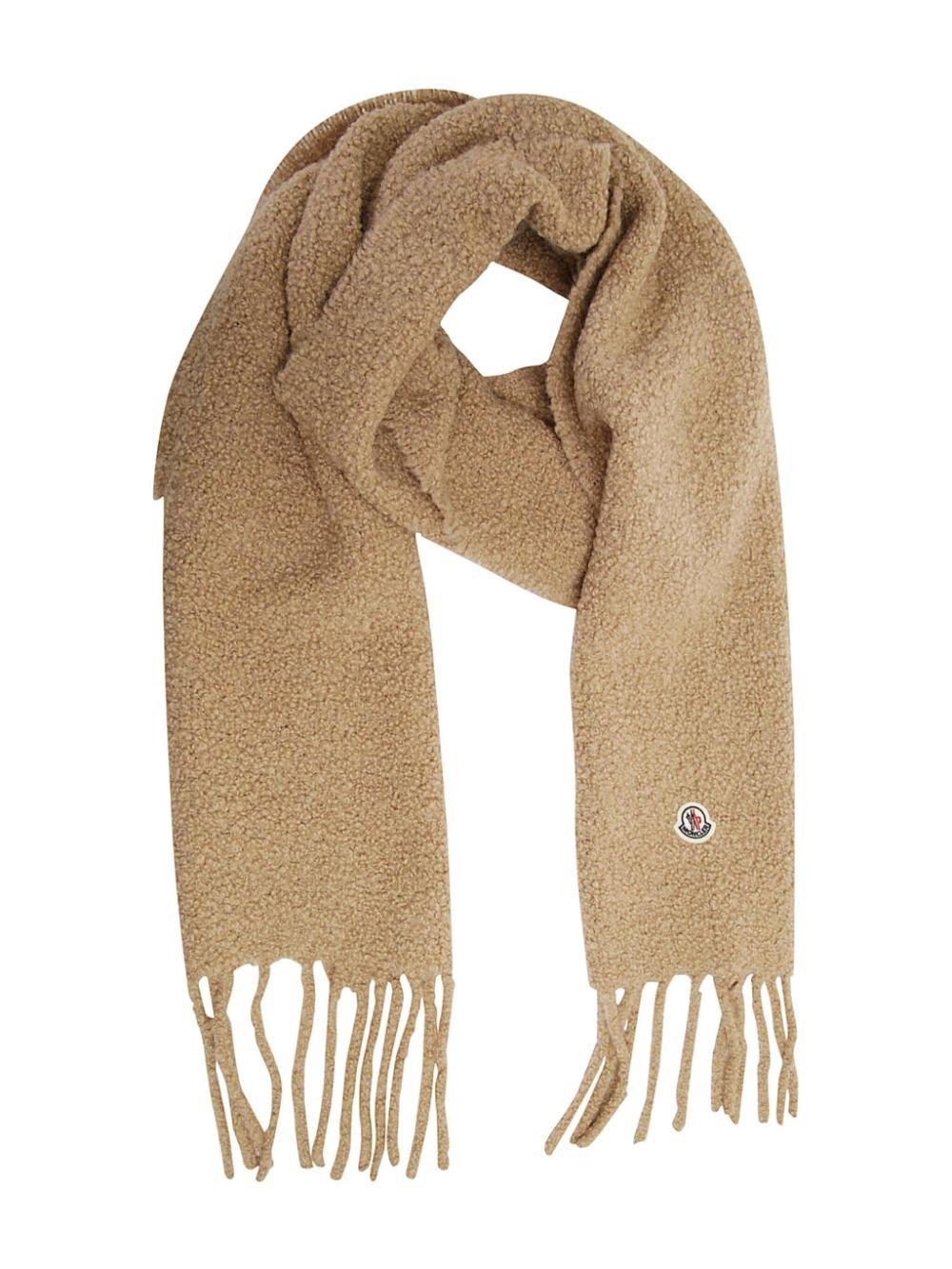 Logo Patch Brushed Fringed Scarf