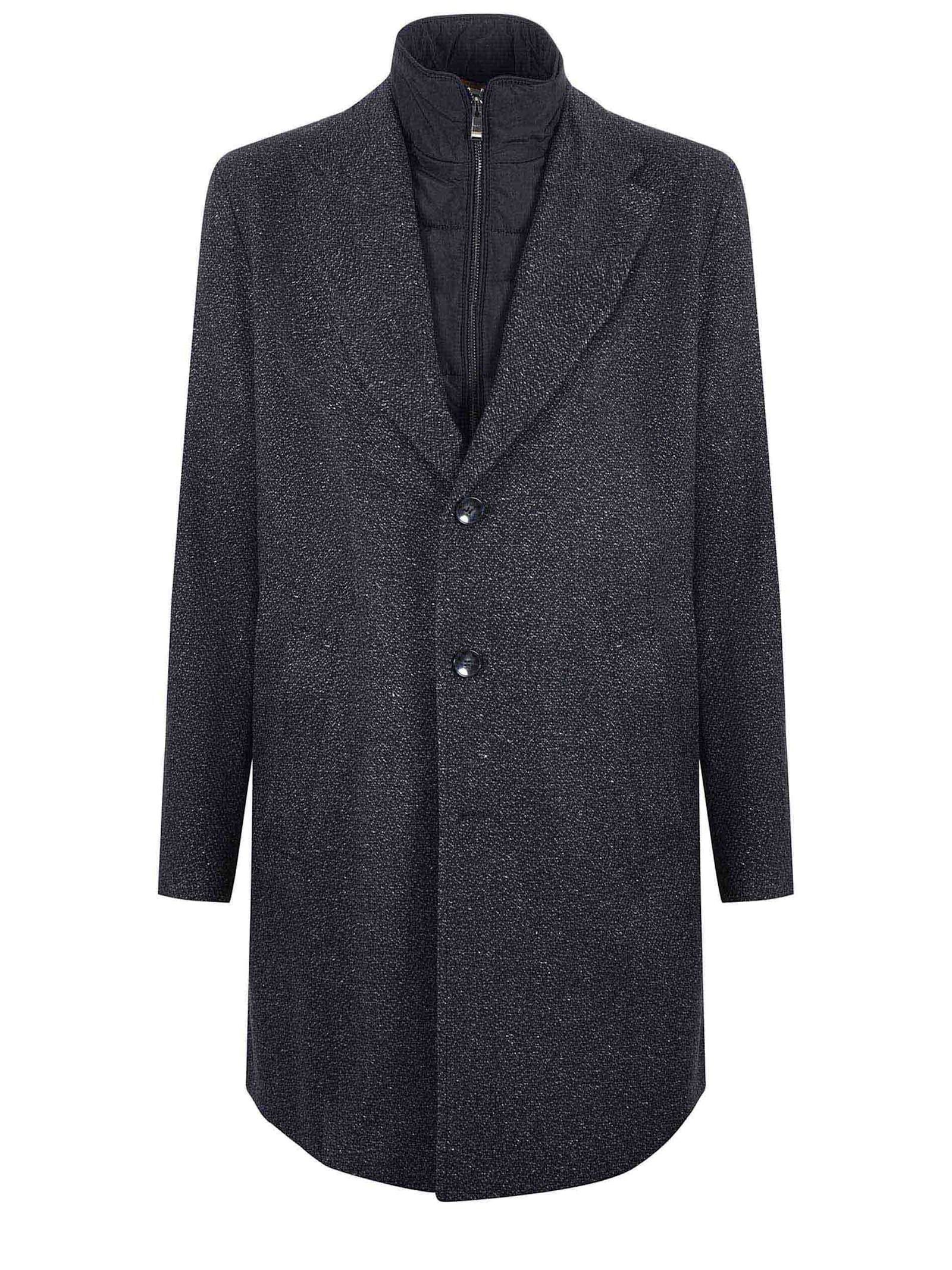 Shop Hugo Boss Coat Wool Blend In Black