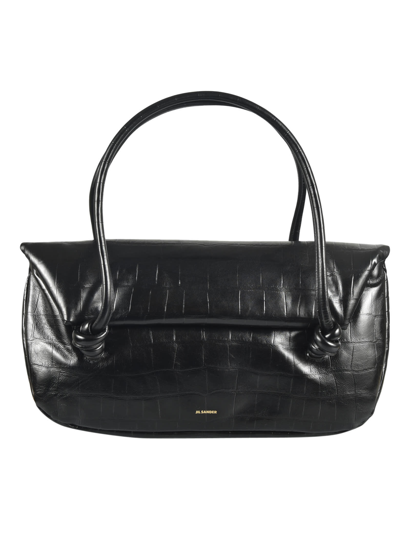 Shop Jil Sander Logo Skinned Tote In Black