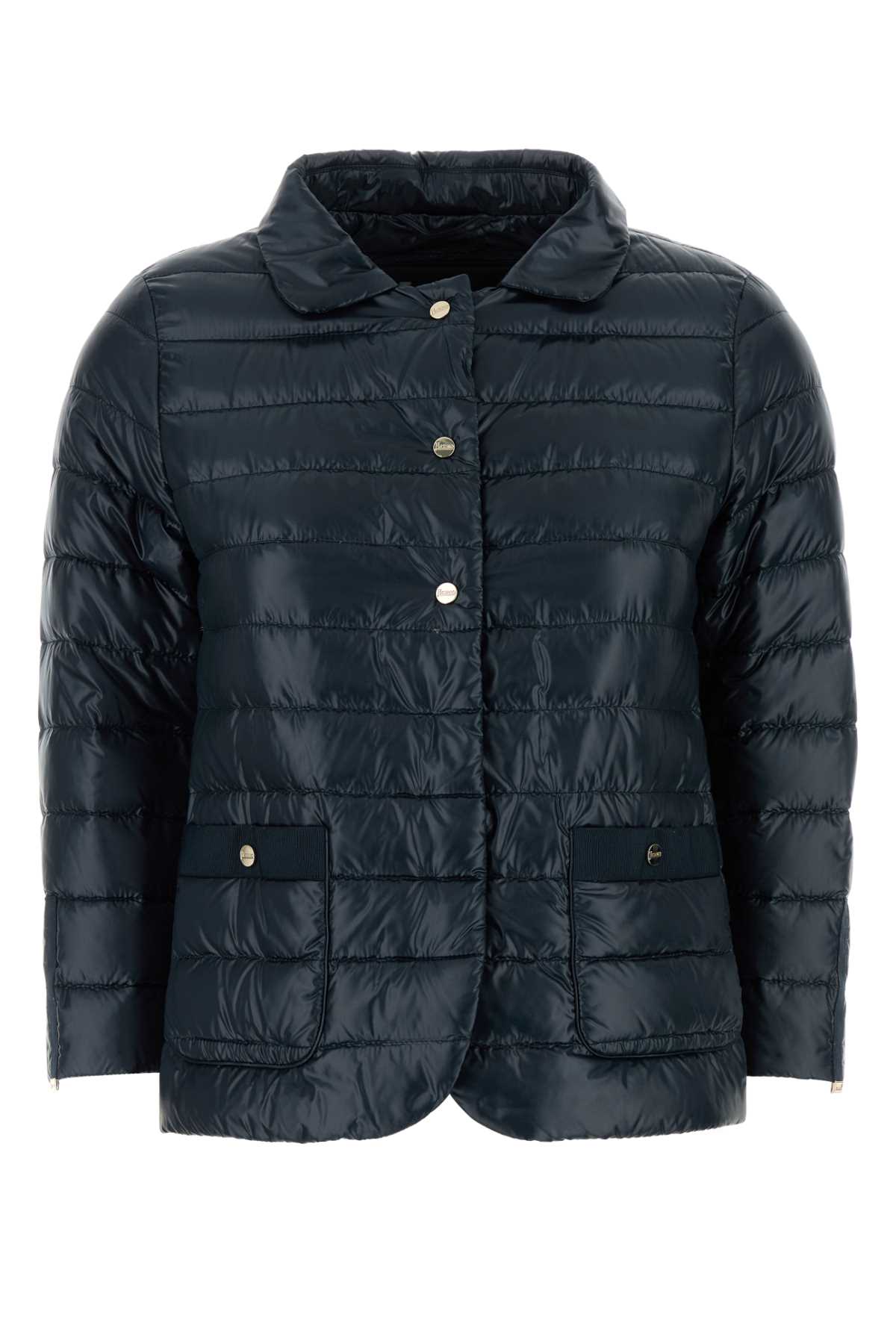 Navy Blue Nylon Down Jacket