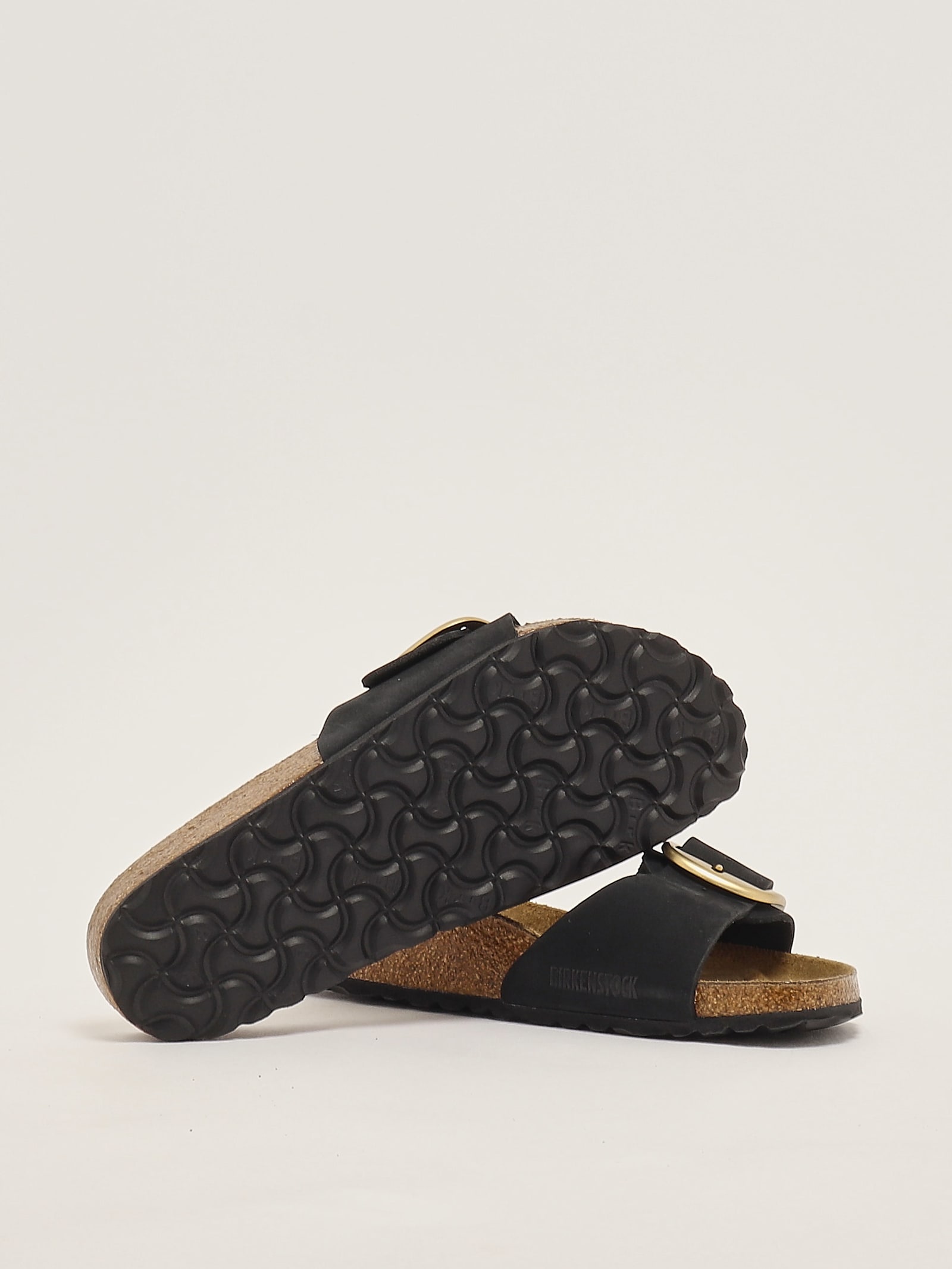Birkenstock Madrid Big Buckle Nubuck Sandal In Black