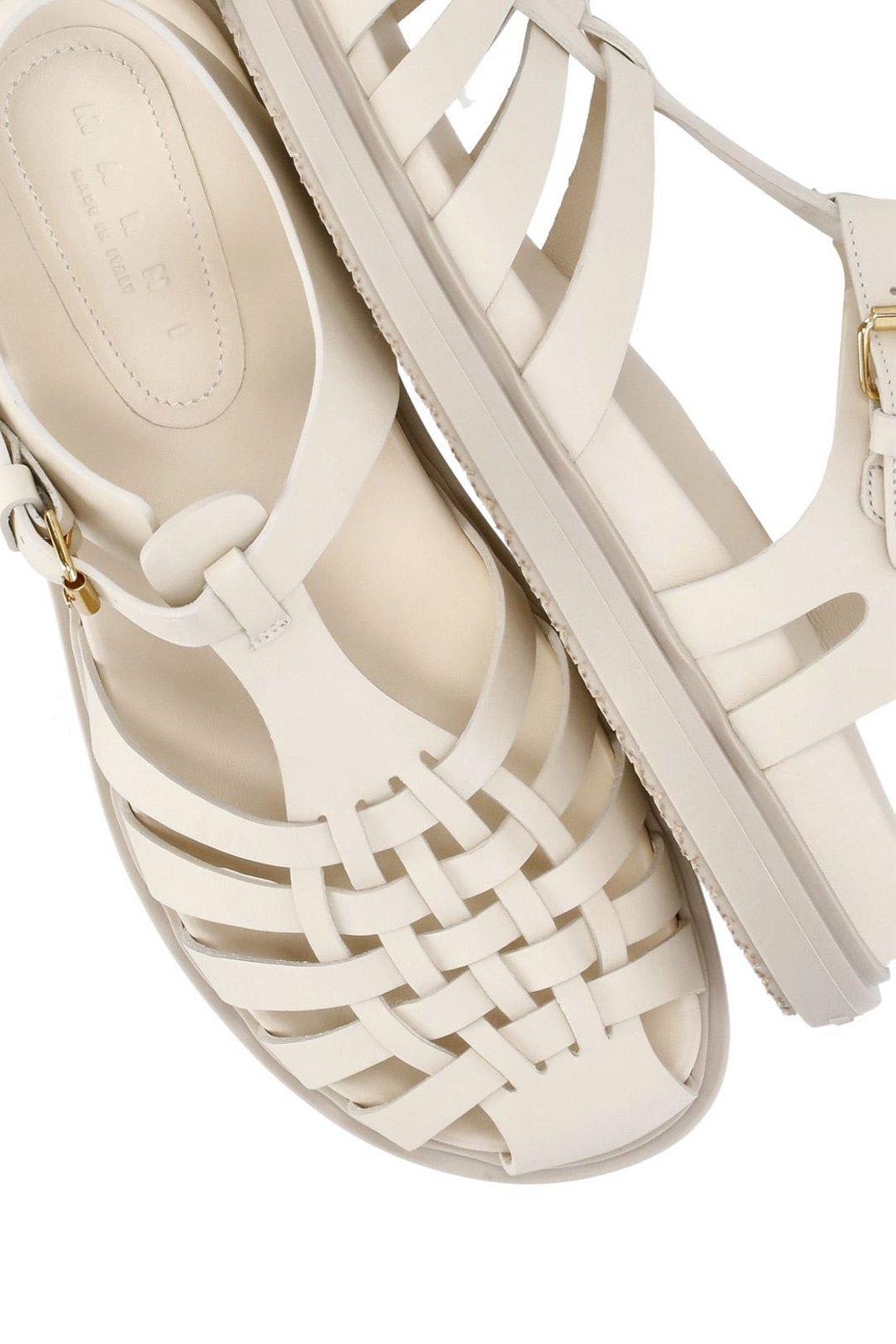 Shop Marni Fisherman Ankle-buckle Sandals In Neutrals