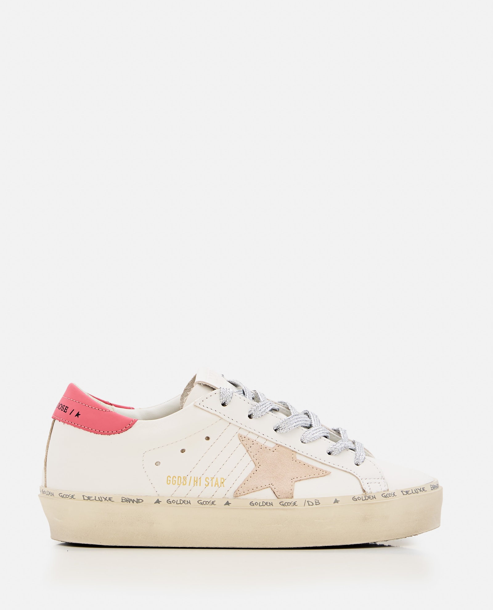 Shop Golden Goose Hi Star Leather Sneakers In White