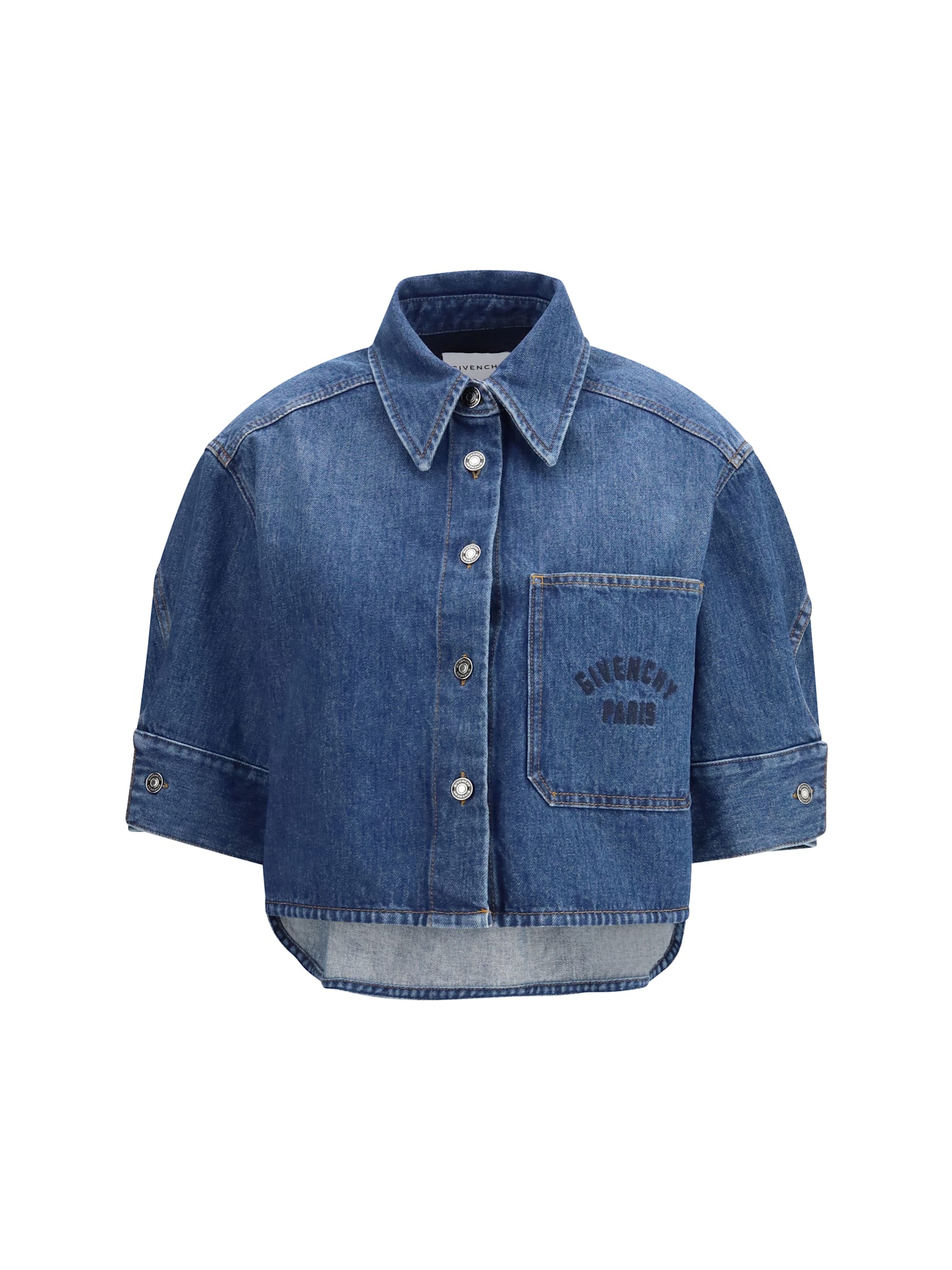 Givenchy Cropped Cocoon Shirt In Medium Denim Clothing In Blue
