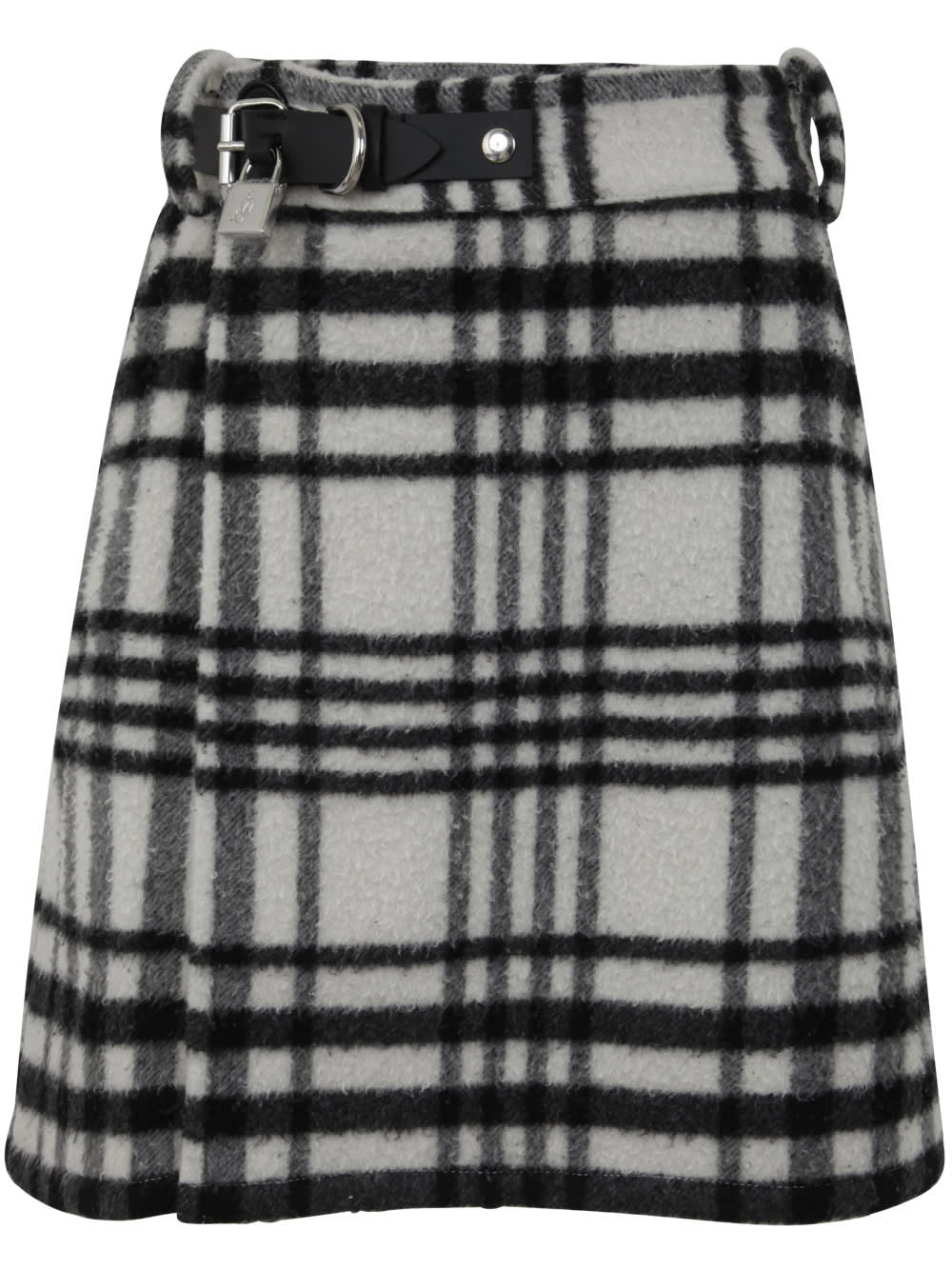 JW Anderson - JW Anderson Padlock Strap Mini Skirt in White/Black 8 / 4 US - Hampden Clothing