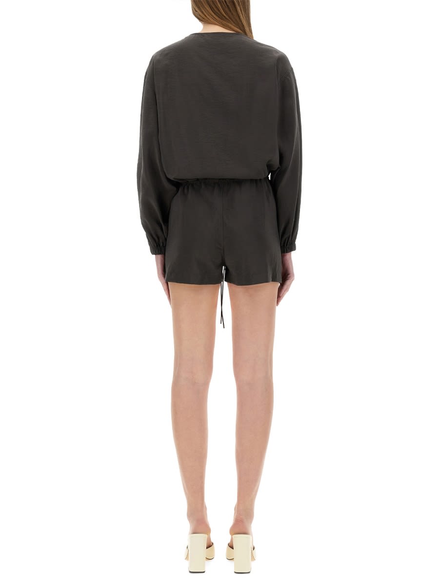 Alysi Buttoned-front Drawstring Playsuit In Grey