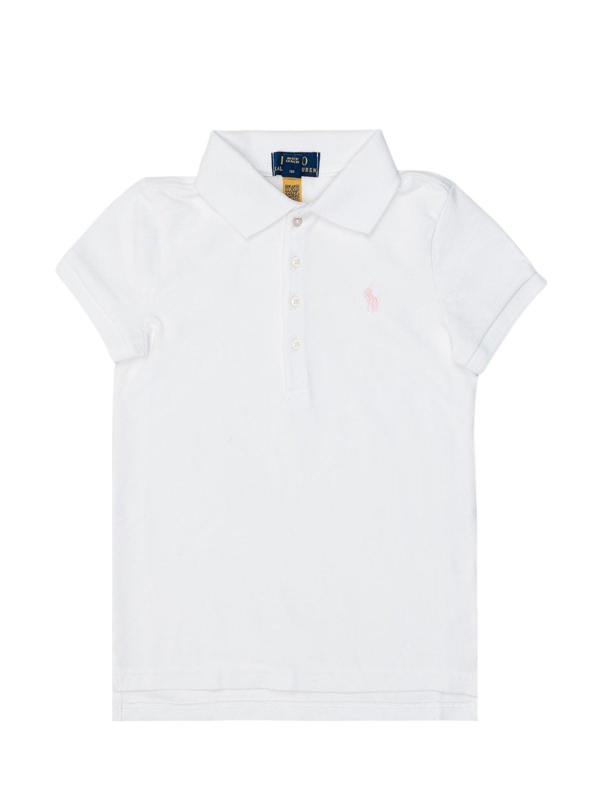Shop Ralph Lauren Logo Embroidered Short Sleeved Polo Shirt In White
