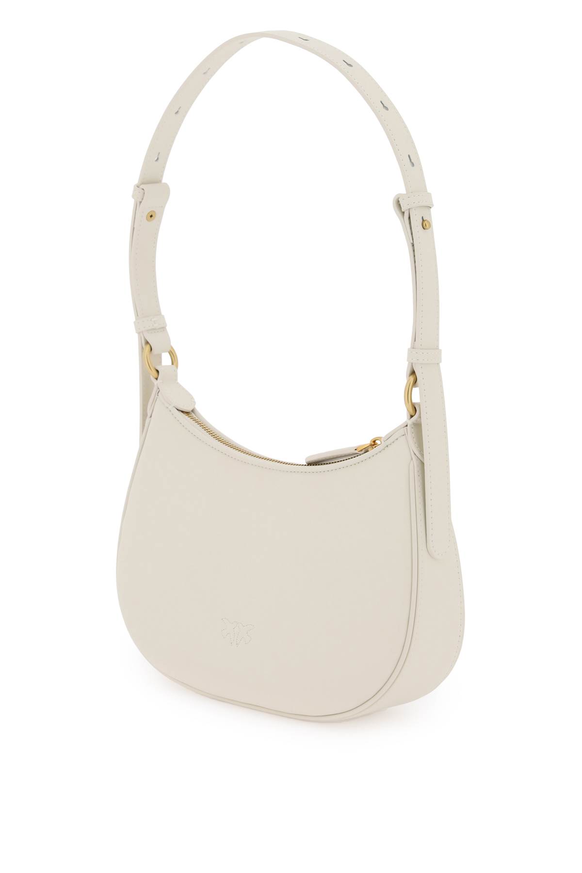 Pinko Half Moon Shoulder Bag In Bianco Seta Antique Gold (white)