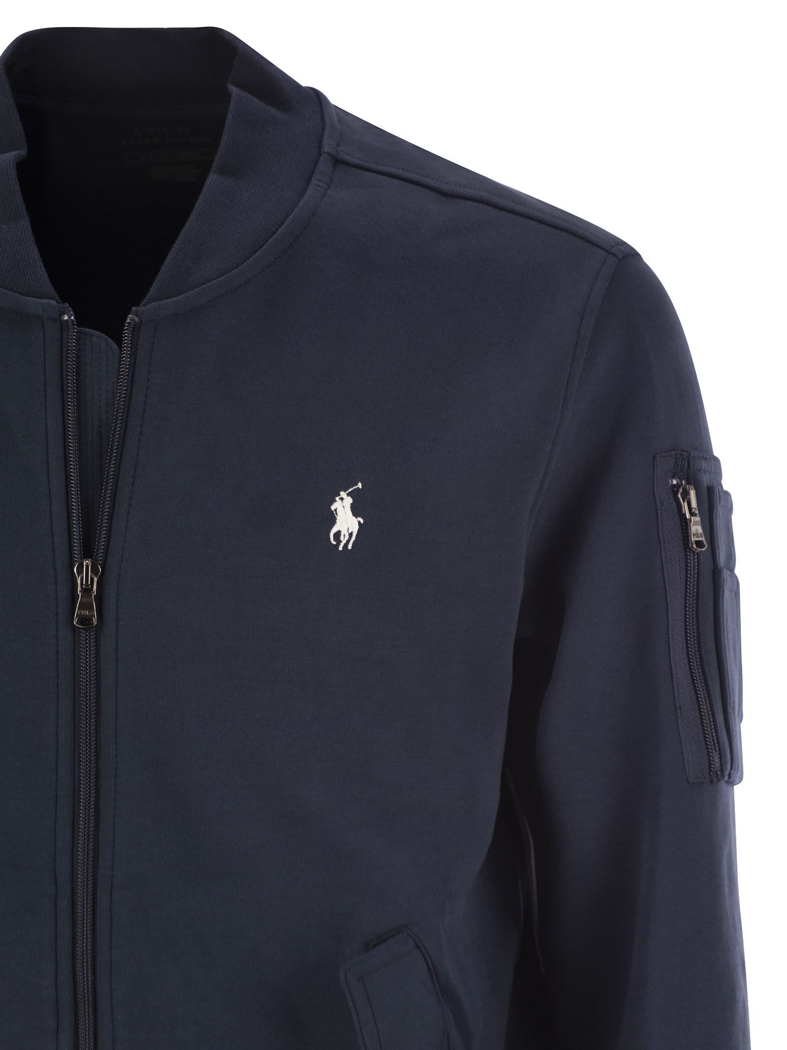 Shop Polo Ralph Lauren Sweatshirt With Bomber Cut In Navy