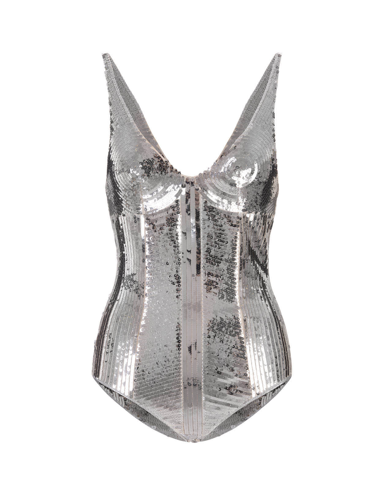 Paco Rabanne Silver Body Top With All-over Sequins