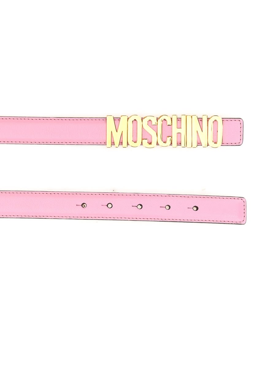 Shop Moschino Belt With Logo In Pink