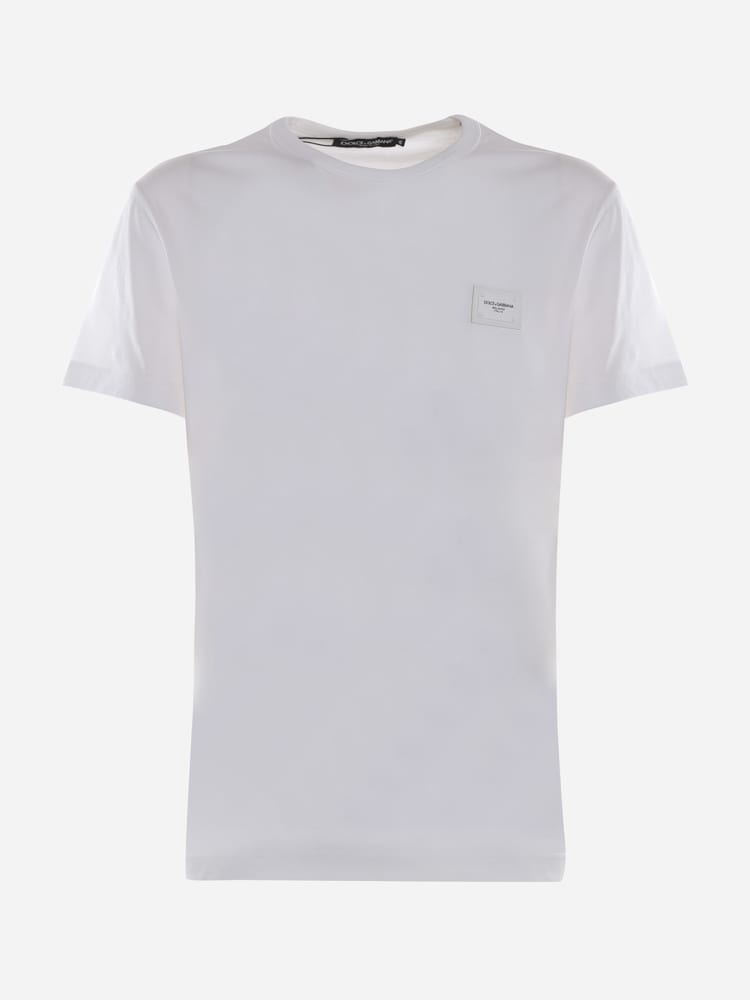 Dolce & Gabbana Cotton T-shirt With Logoed Plaque