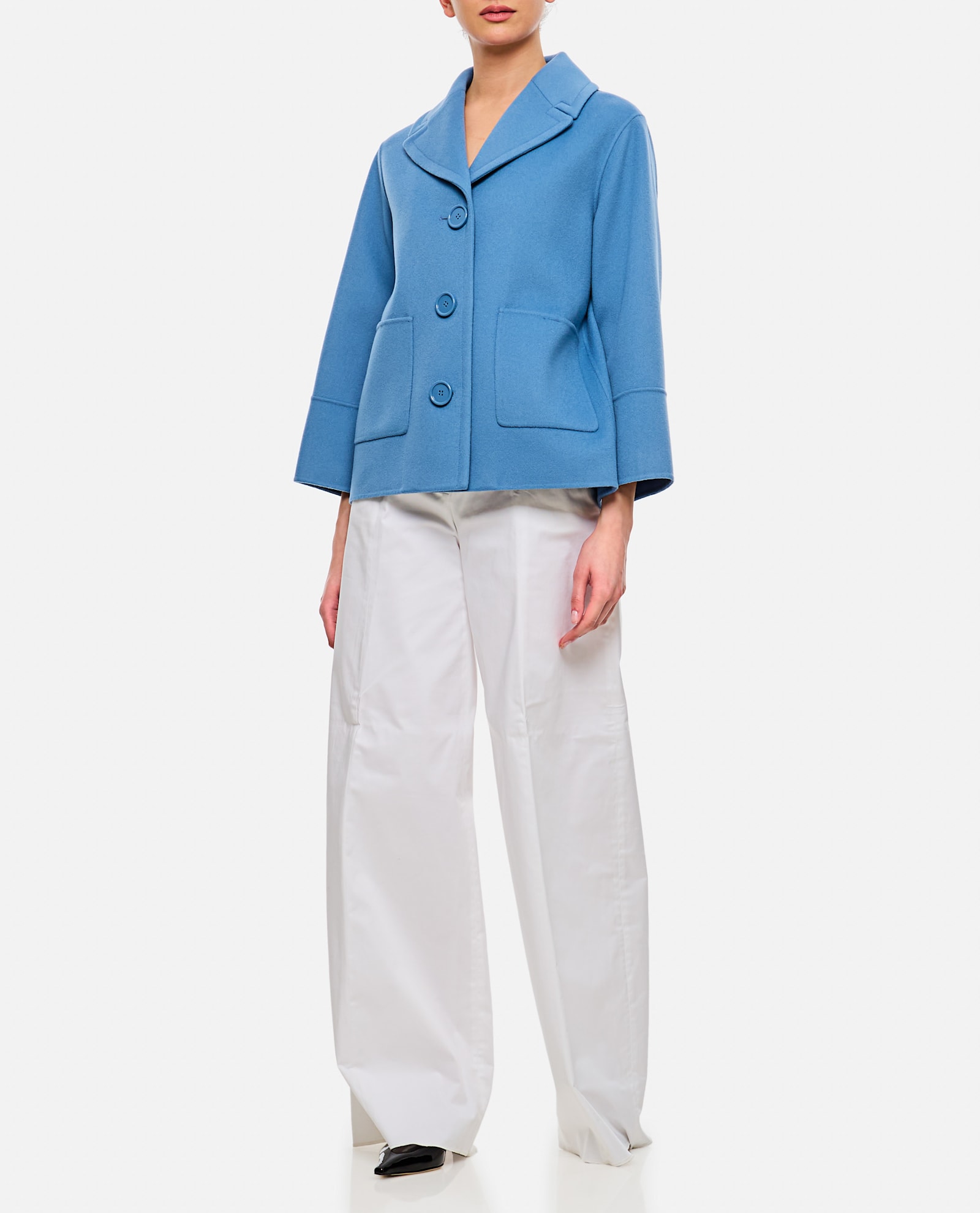 Shop 's Max Mara Windsor Double Breasted Short Coat In Clear Blue