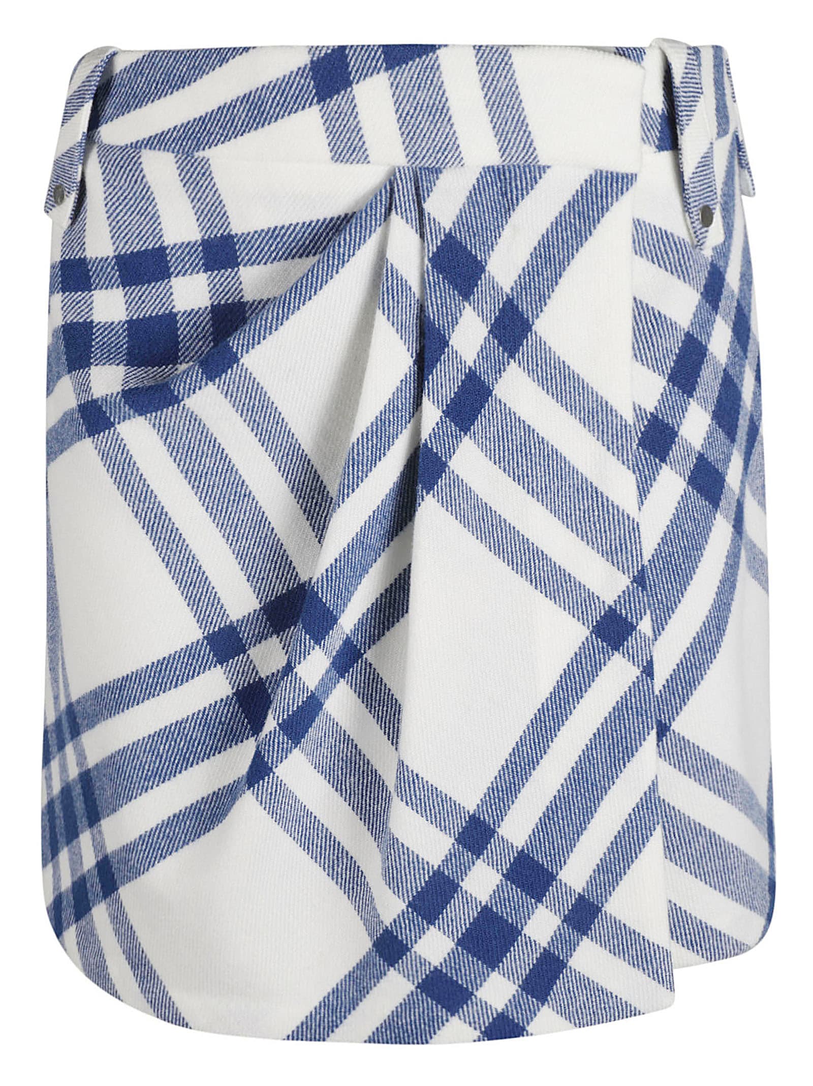 Burberry Pleat Detail Check Wool Mini Skirt In Salt Ip Check